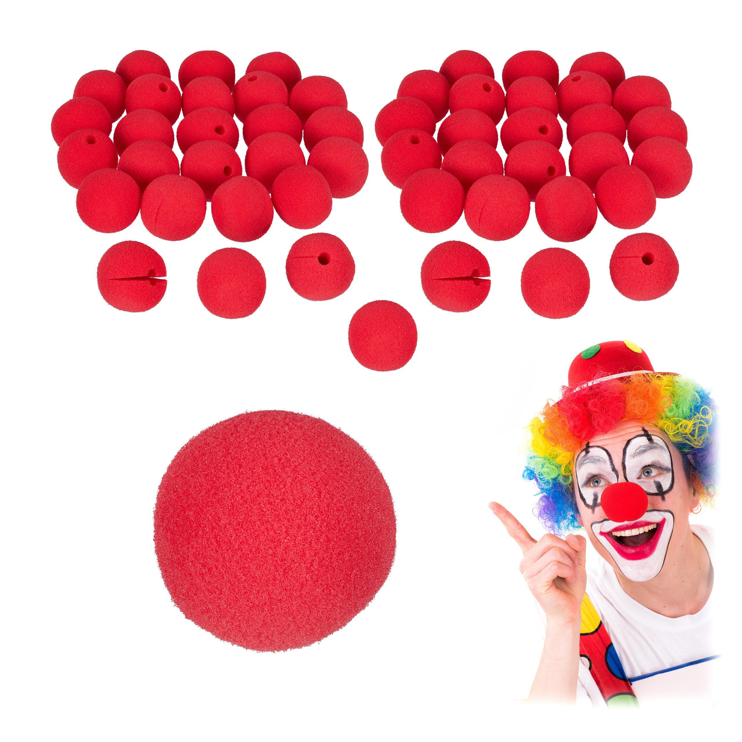 Clown-Kostüm 50 x Clownsnase rot