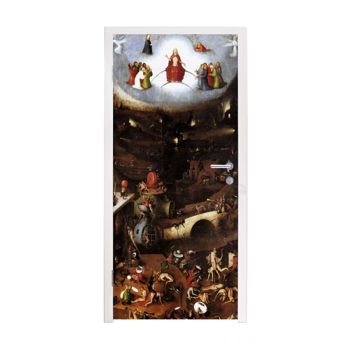 MuchoWow Türtapete Das Jüngste Gericht - Gemälde von Hieronymus Bosch, Matt, bedruckt, (1 St), Fototapete für Tür, Türaufkleber, 75x205 cm