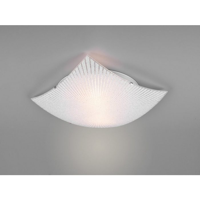 meineWunschleuchte LED Deckenleuchte LED wechselbar Warmweiß flache Lampenschirme Glas Design-klassiker Silber Weiß Dekor Ø40cm