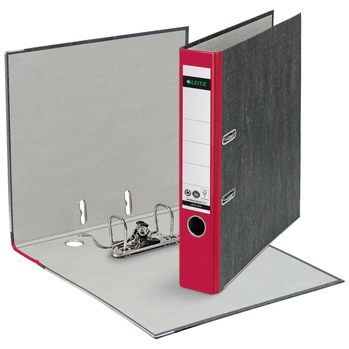 LEITZ Aktenordner LEITZ Standardordner 180° wolkenmarmor/rot DIN A4 Rückenbreite 5cm