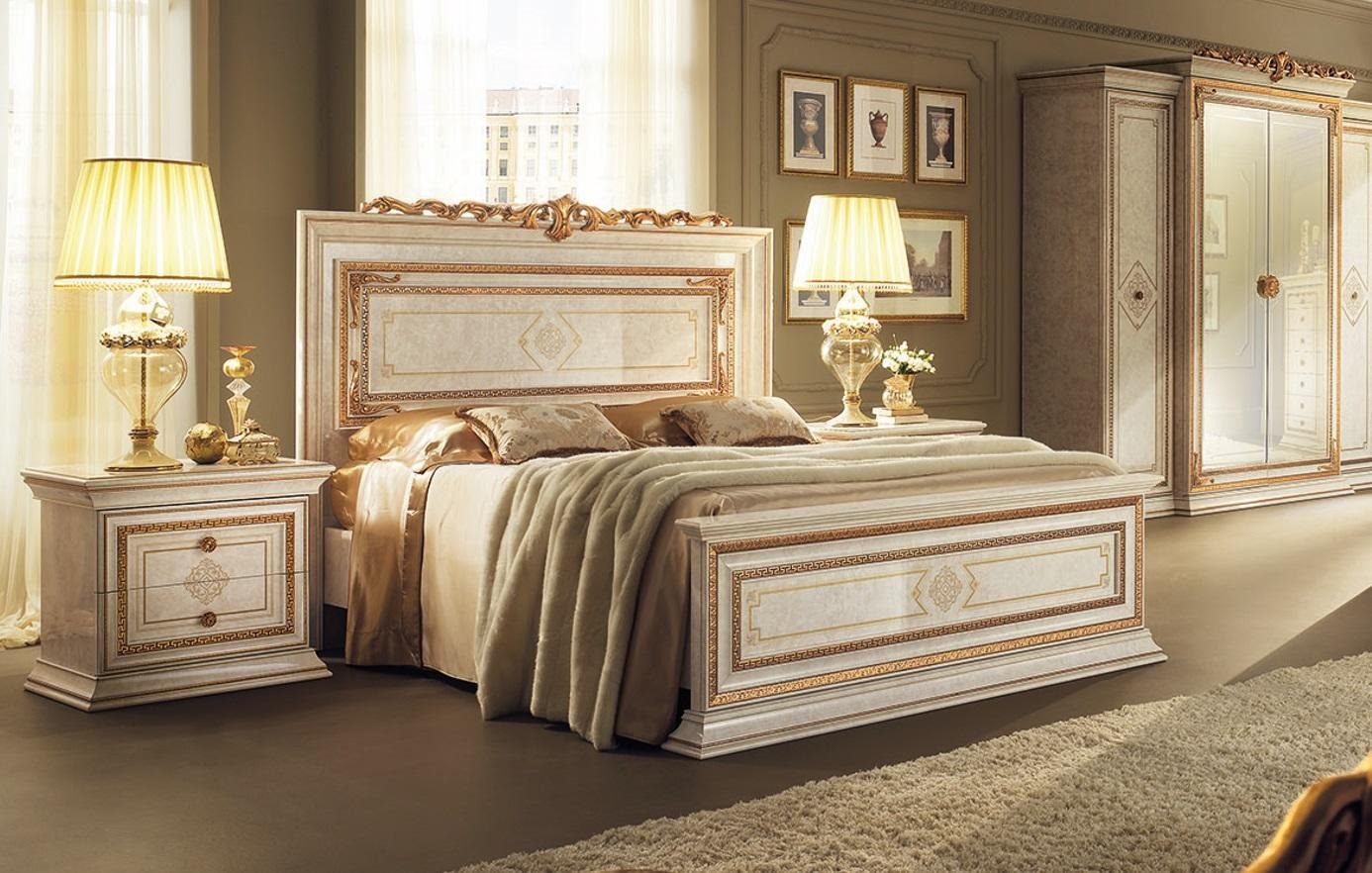 JVmoebel Schlafzimmer-Set Klassisches Schlafzimmer Set Bett 2x Nachttisch Luxus Möbel 3tlg