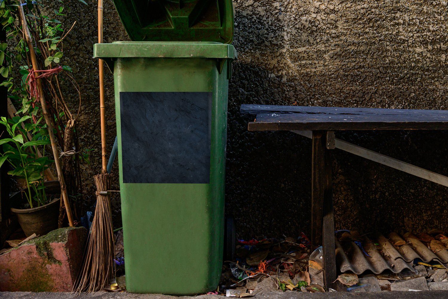 MuchoWow Wandsticker Beton - Zement St), (1 - Container, Mülltonne, Abfalbehälter Sticker, Mülleimer-aufkleber, Textur