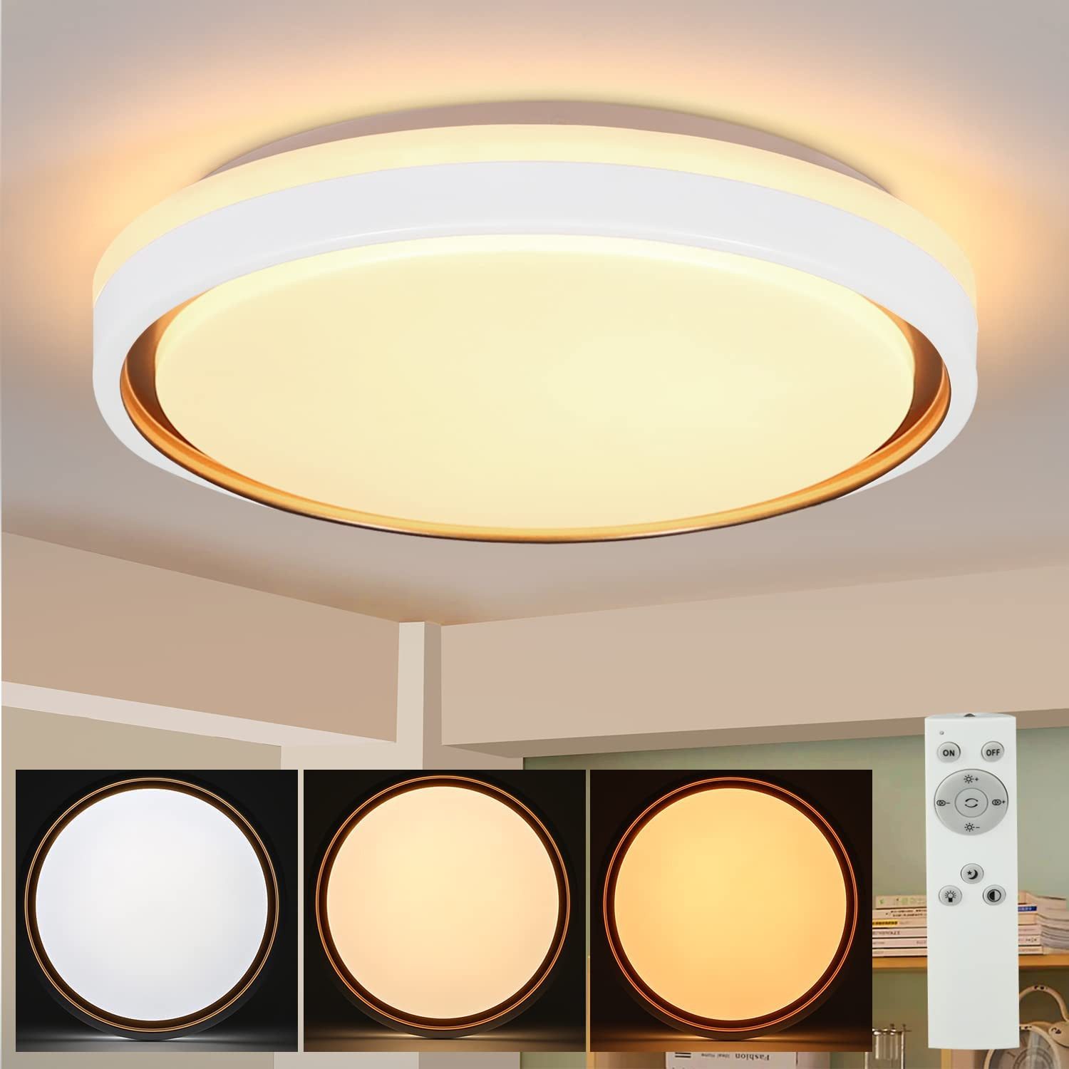 Nettlife LED Deckenleuchte Sternenhimmel Dimmbar Schwarz 30/40cm Rund Moder günstig online kaufen