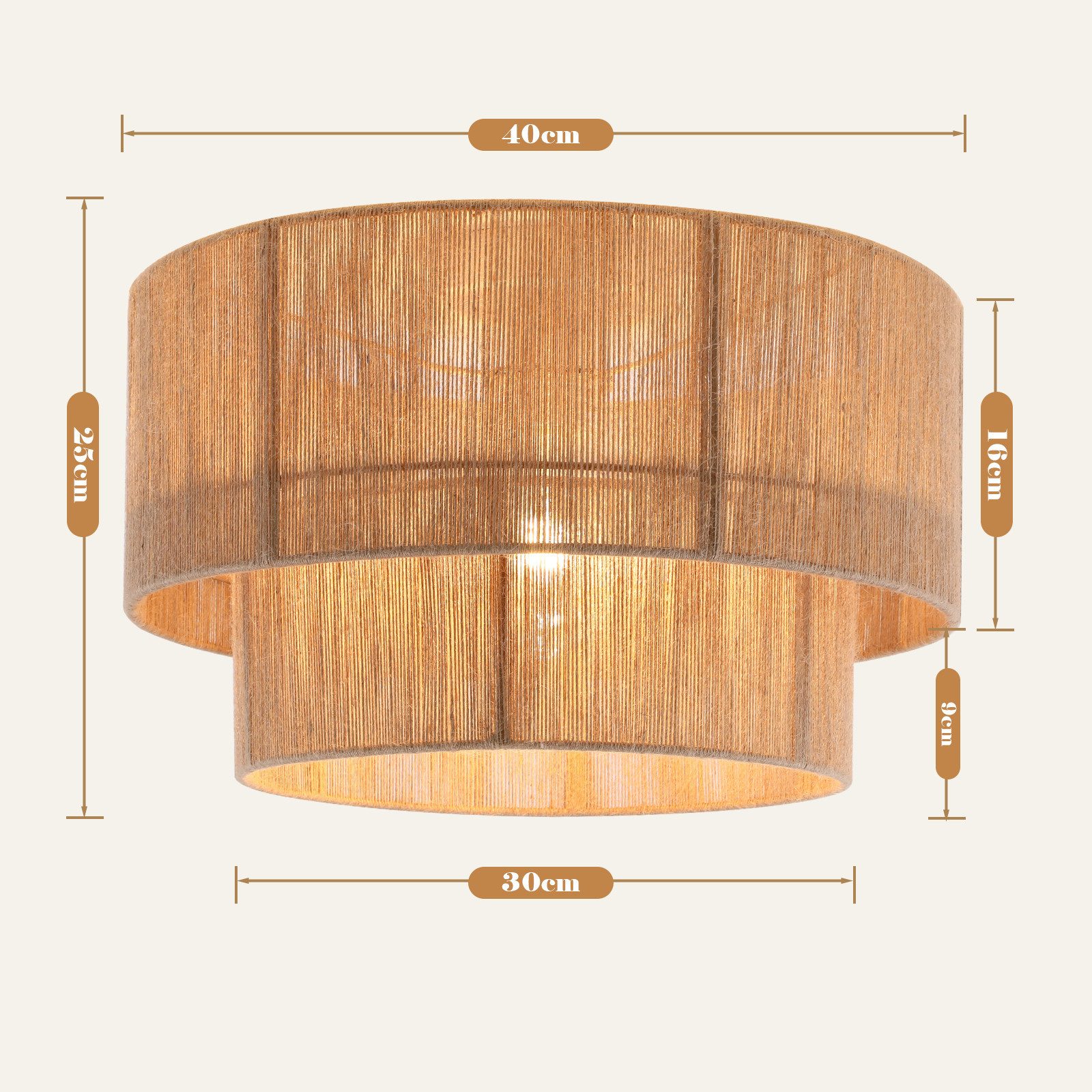 ZMH Deckenleuchte Boho Deckenlampe Schlafzimmer: Ø40cm Vintage, ohne Leuchtmittel