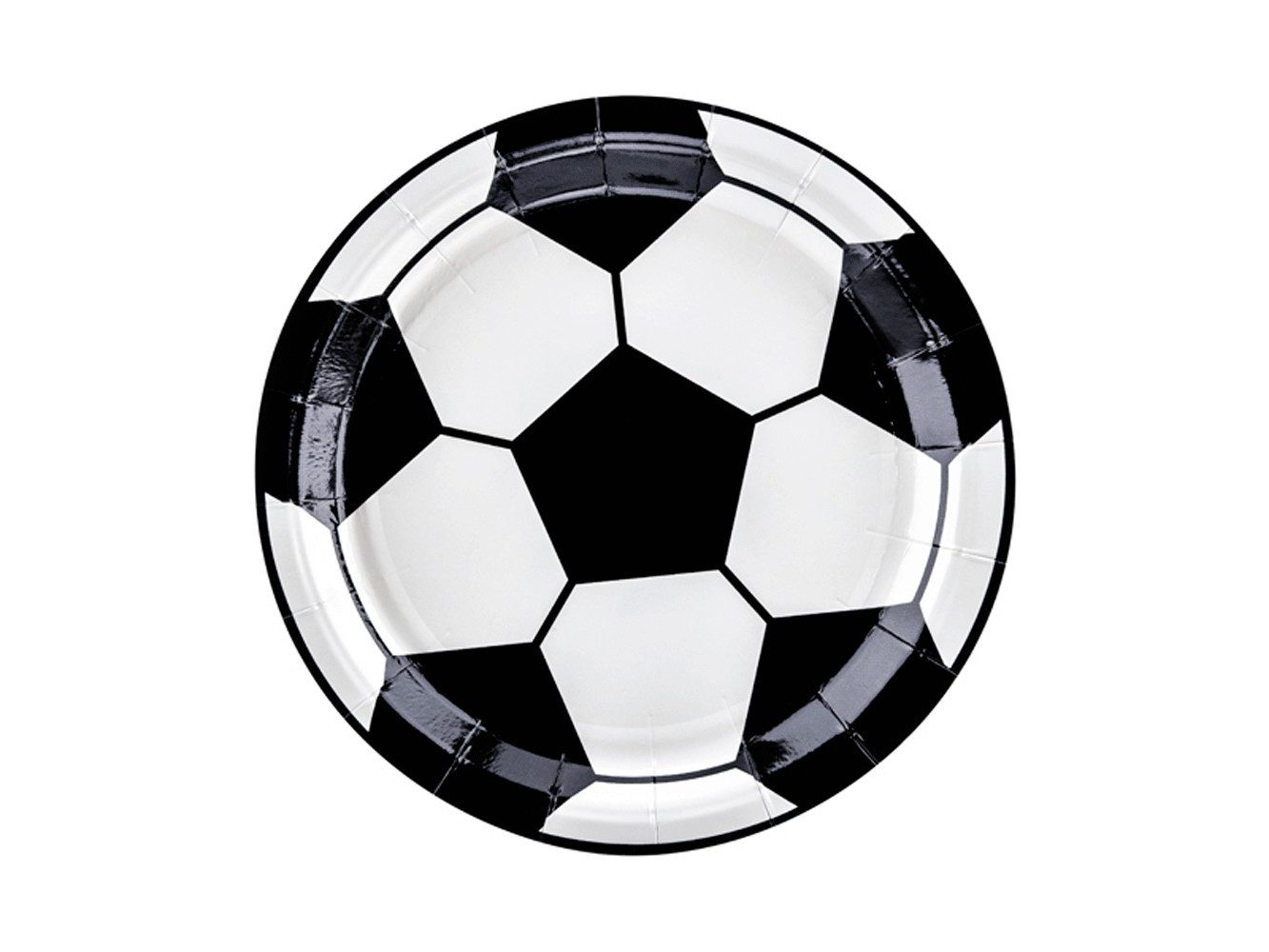 partydeco Pappteller, Pappteller 18cm Fußball 6er Set weiß / schwarz