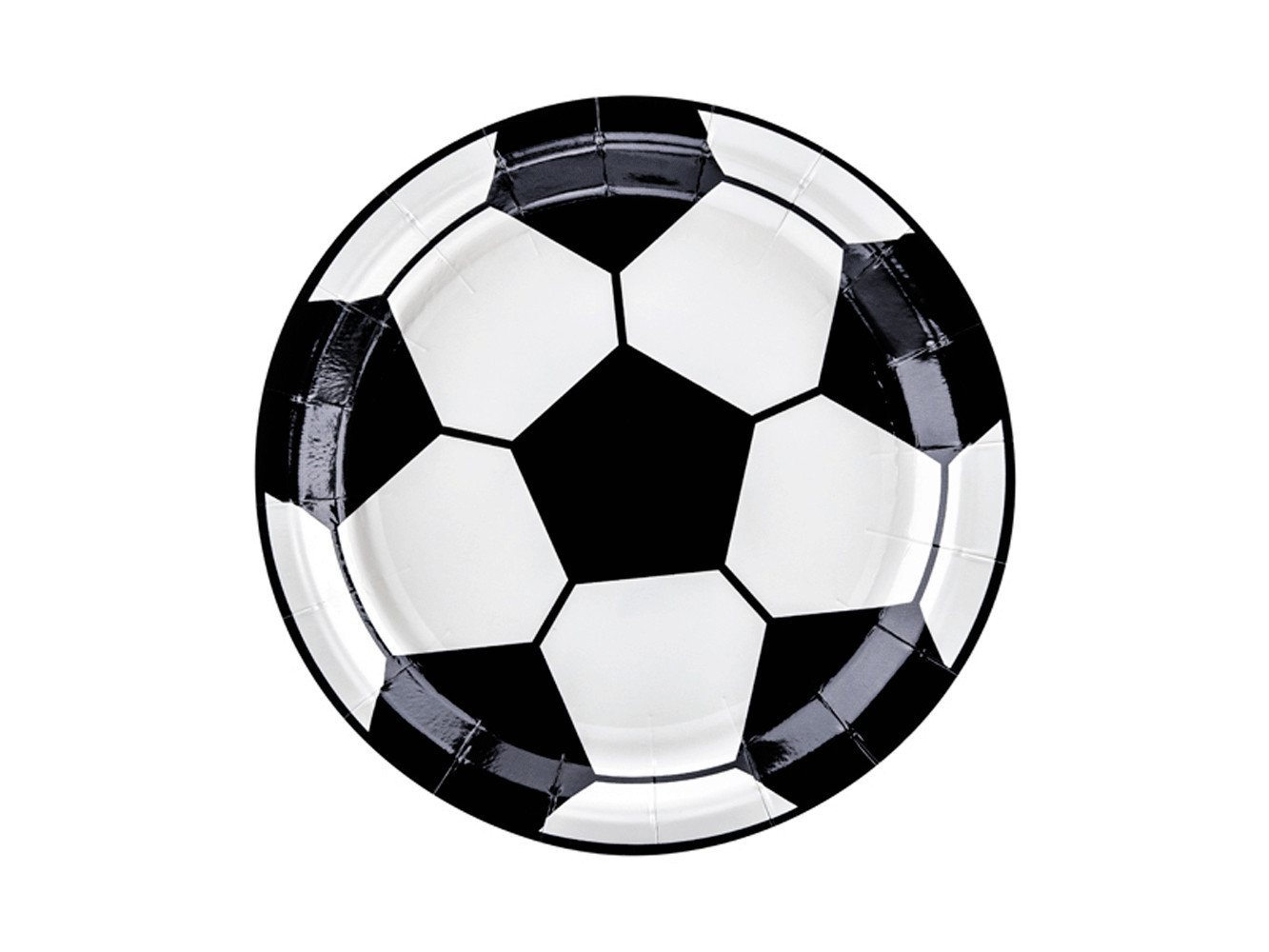 partydeco Pappteller, Pappteller 18cm Fußball 6er Set weiß / schwarz