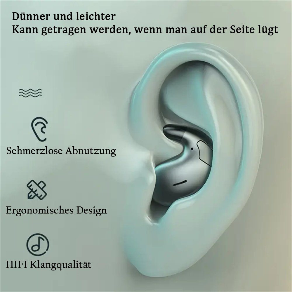 TUABUR & In-Ear-Kopfhörer Ultradünnes On-Ear-Headset wireless kabelloses für Android iOS Schwarz