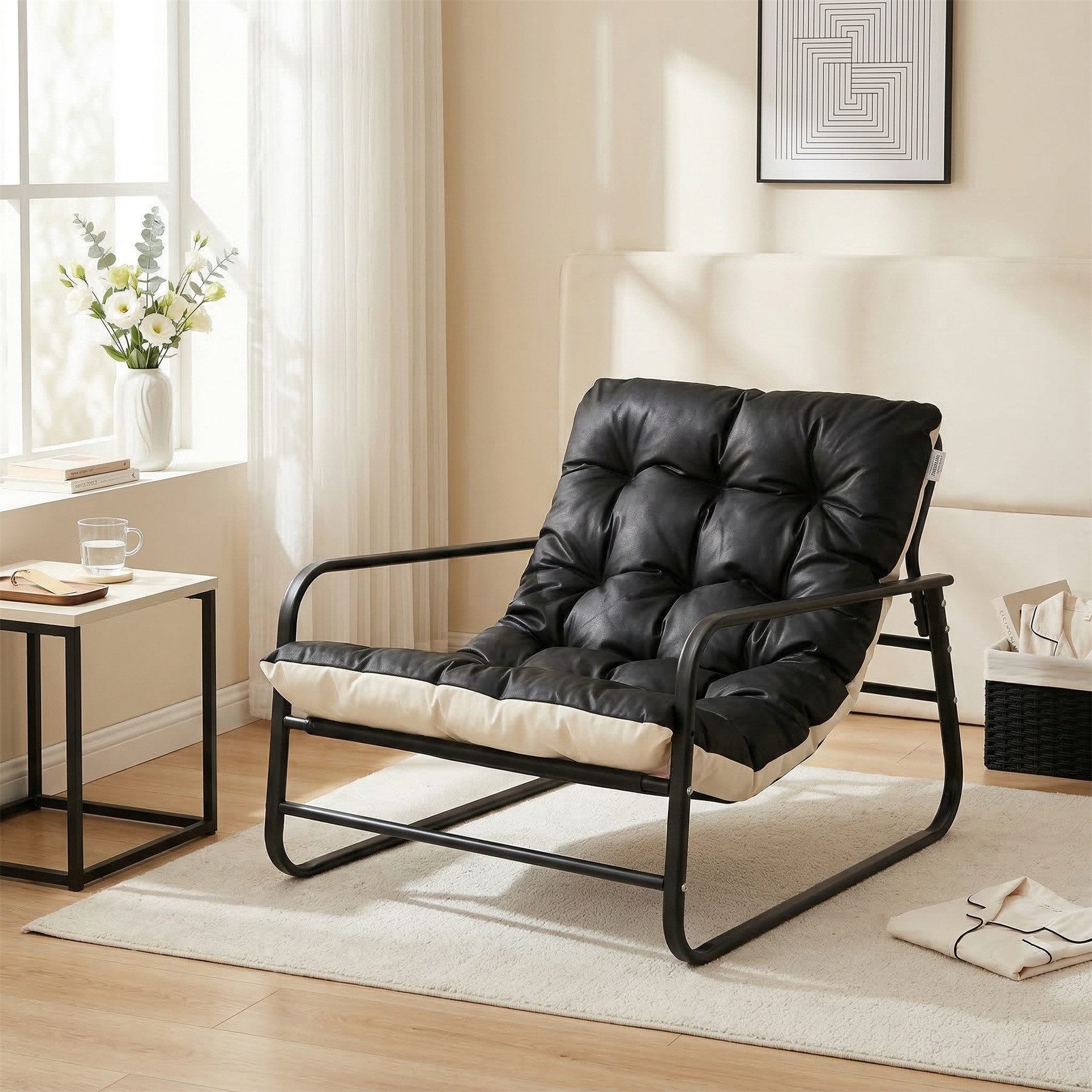 HomeMiYN Loungesessel Loungesessel Sessel Wohnzimmer Gartenliege mit Wendekissen (2er set,bestehend aus sessel mit Gepolsterten Kissen), für kinder,2 erwachsene