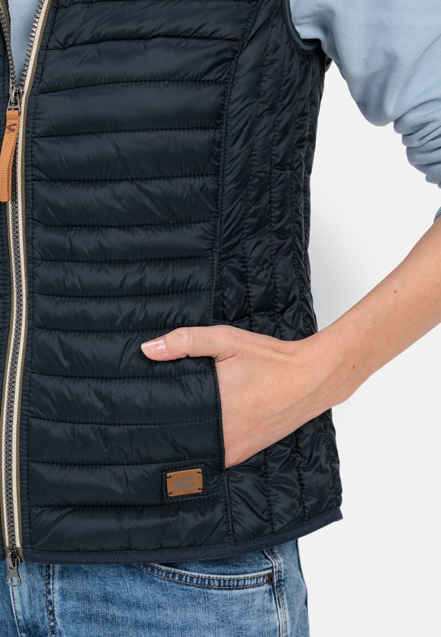 camel active Steppweste Steppweste aus recyceltem Polyamid ärmellos mit Stehkragen