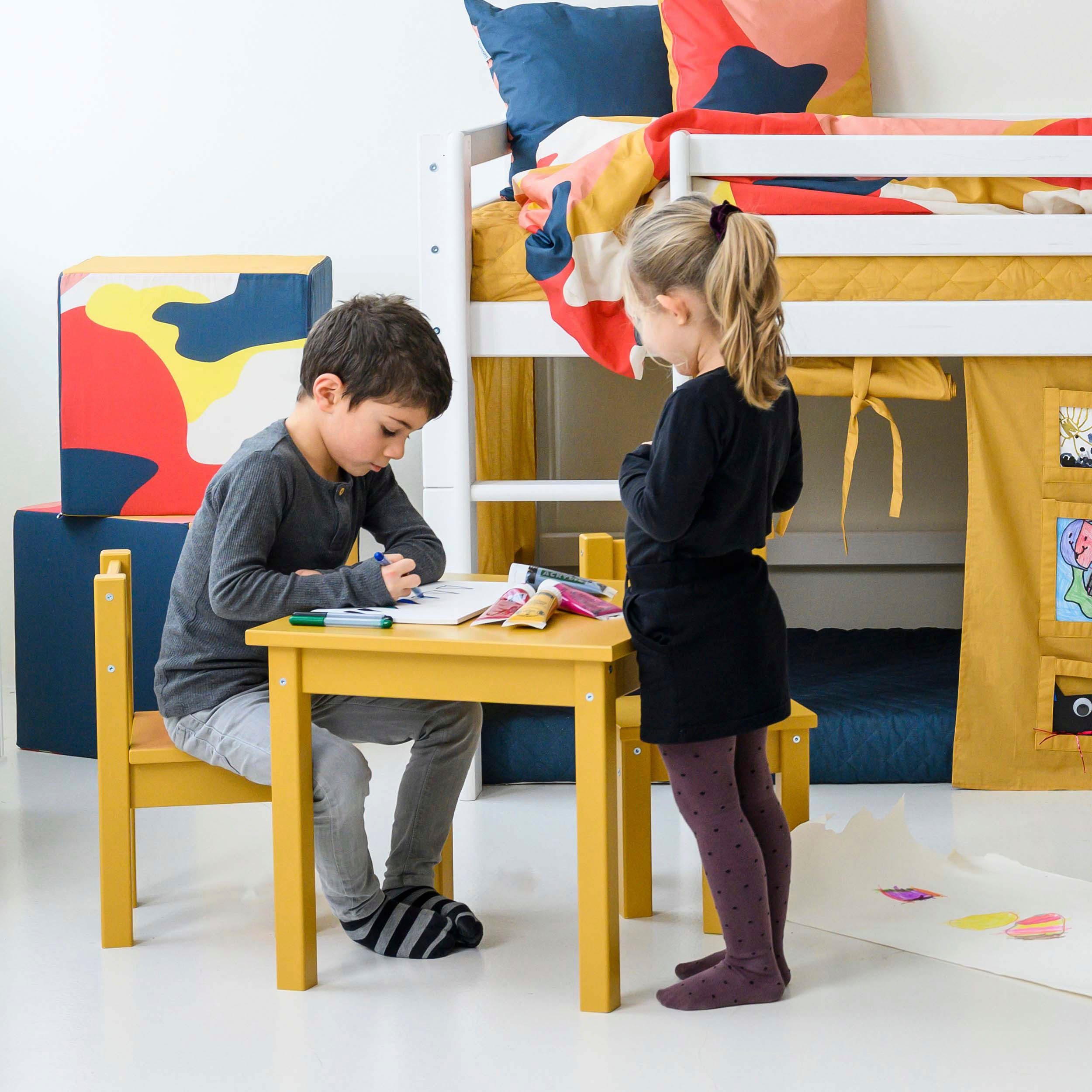 Hoppekids Kindersitzgruppe MADS Kindersitzgruppe, (Set, 2-tlg., 1 Tisch, 1 Stuhl), in vielen Farben, mit einem Stuhl gelb