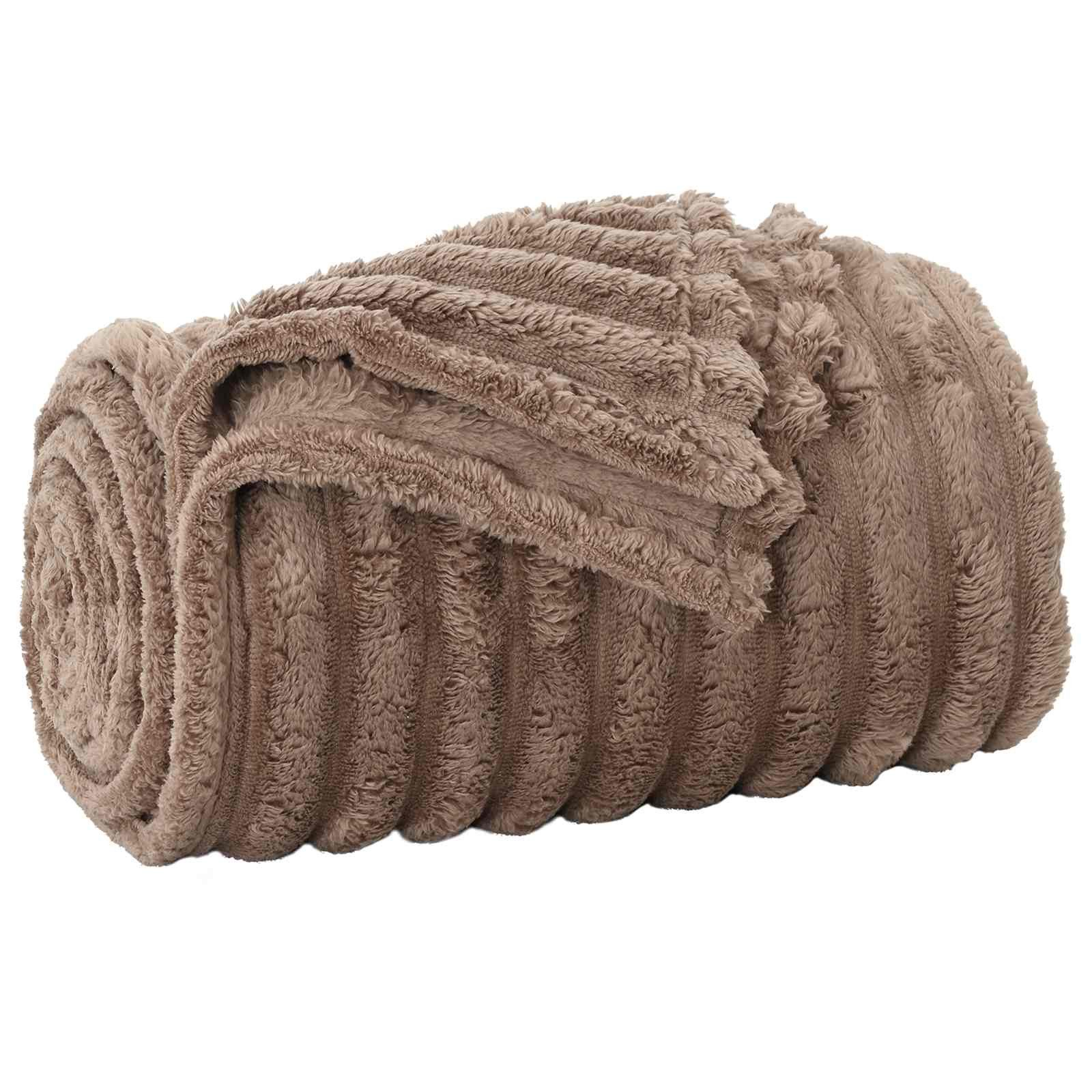 vidaXL Bettüberwurf Überwurfdecke Kamel 240 x 220 cm Fleece