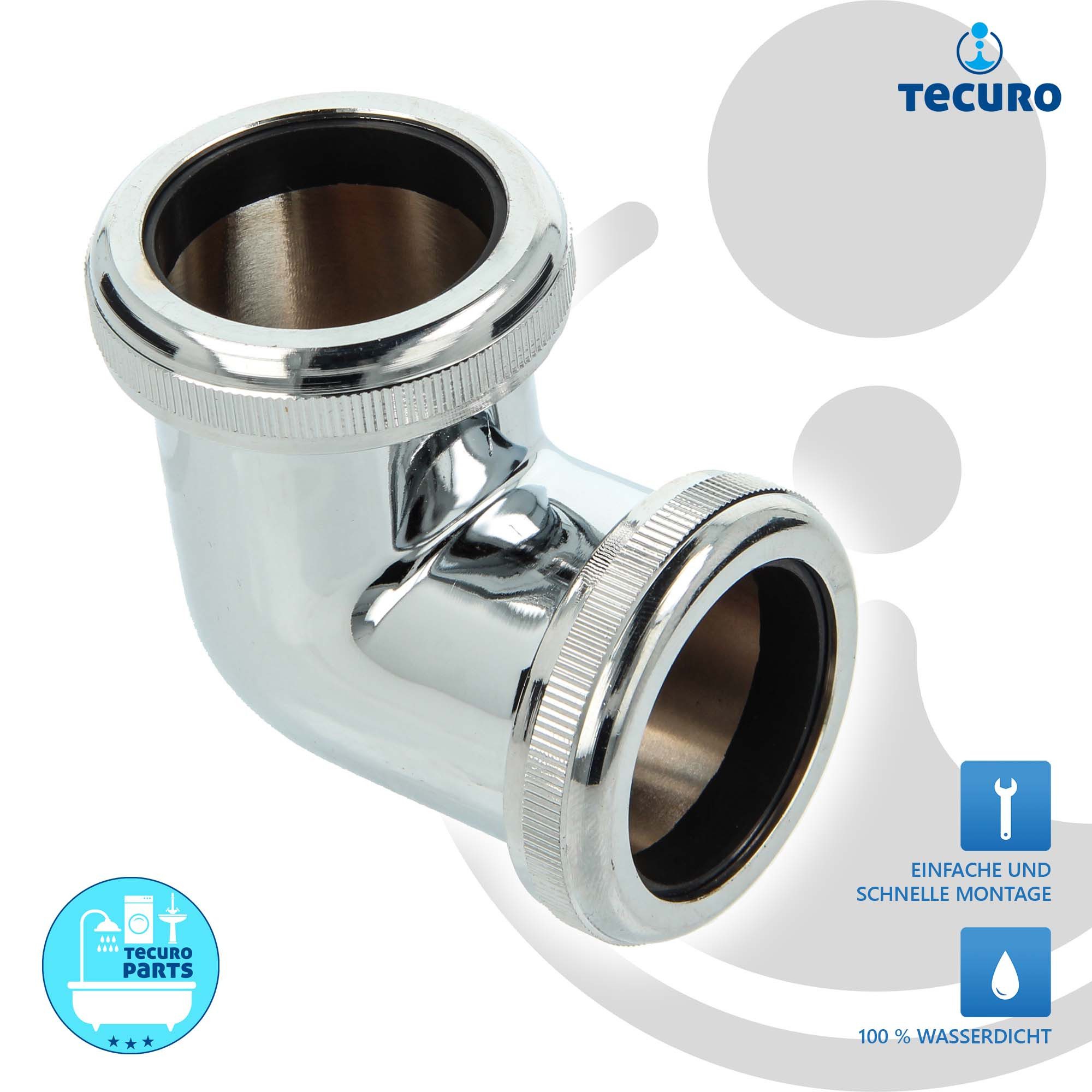 tecuro Siphon Winkel/Kupplung zum Verbinden von Ø 32 mm Siphonrohren Tauchrohren