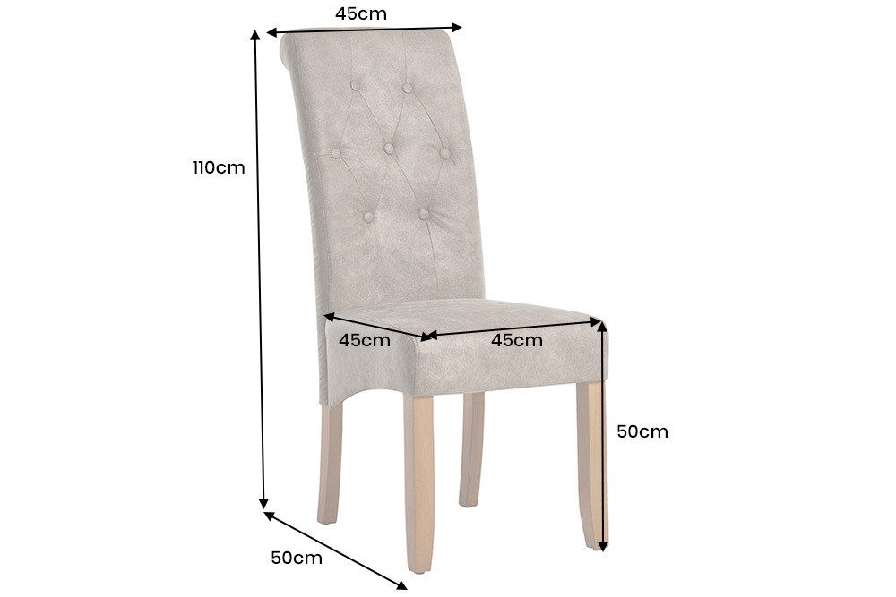 riess-ambiente Esszimmerstuhl CASA taupe/natur - Microfaser, Gummibaum, Massivholz, vintage, retro (Einzelartikel, 1 St), bequeme Polsterung & Knopfheftung - ideal für Deinen Chesterfield-Look