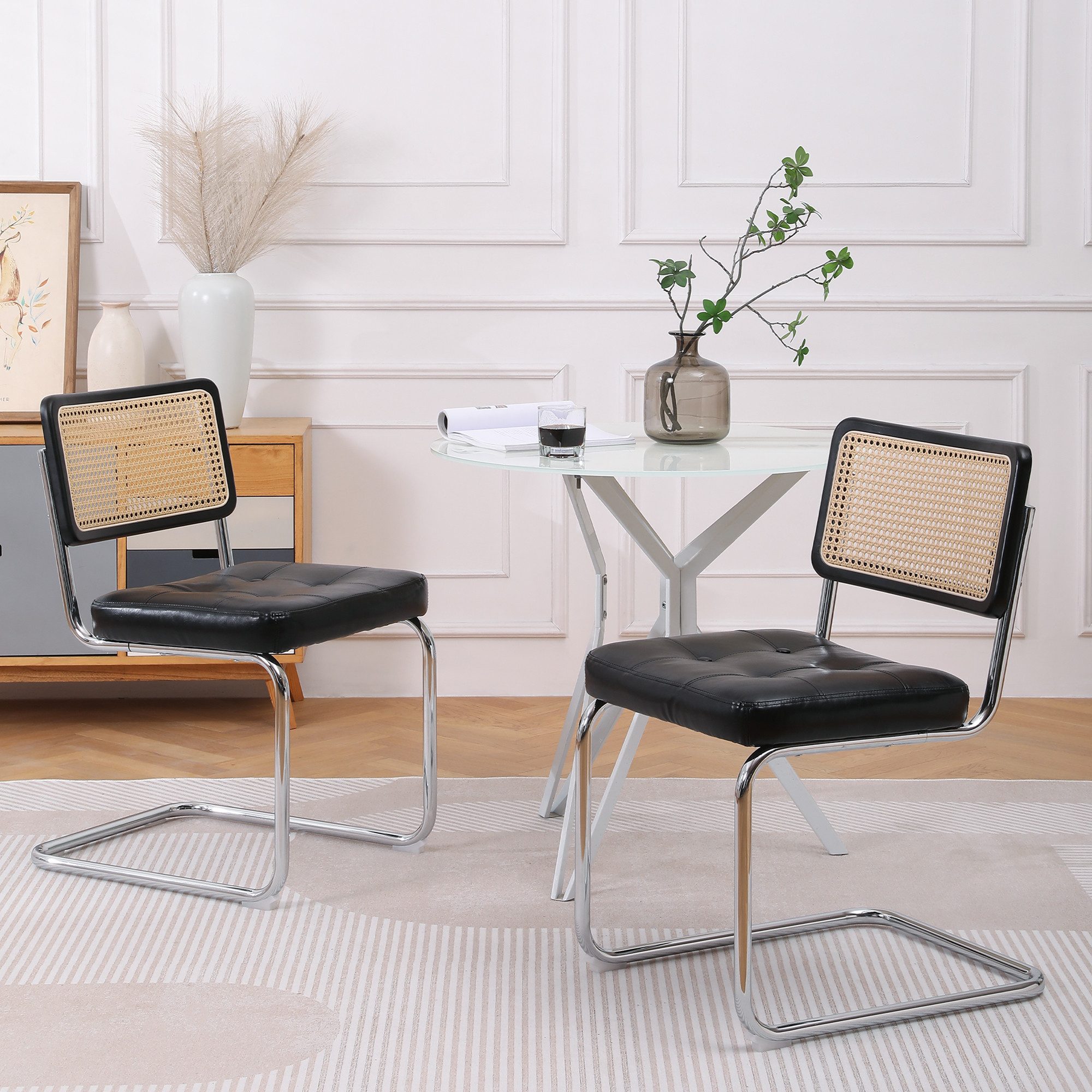 MODFU Esszimmerstuhl Moderne Rattan Esszimmerstühle,Polsterstuhl,Küchenstuh günstig online kaufen