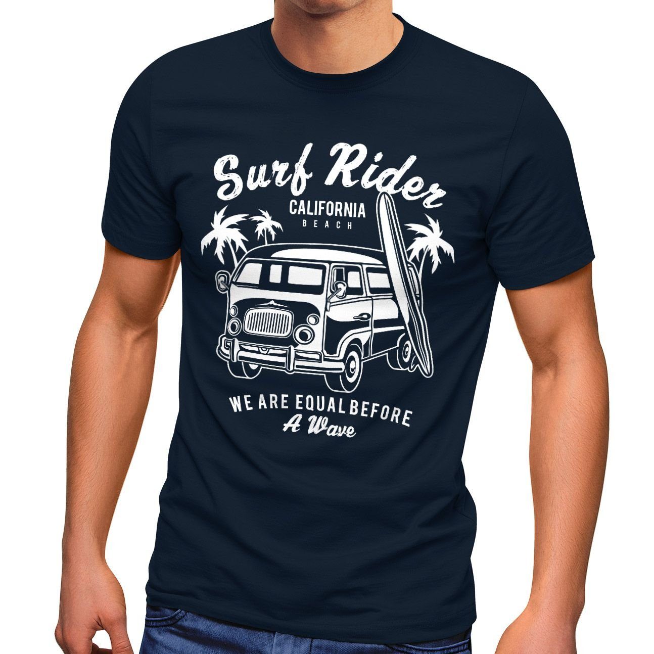 Neverless Print-Shirt Herren T-Shirt Bus Surfing günstig online kaufen
