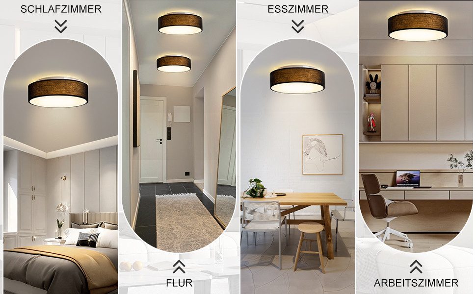 Zedelmaier Lampenschirm Deckenlampe Deckenleuchte Stoff, Max.40W/E27, ohne Leuchtmittel, Geeignet für Wohnzimmer Schlafzimmer Küche Flur Kinderzimmer