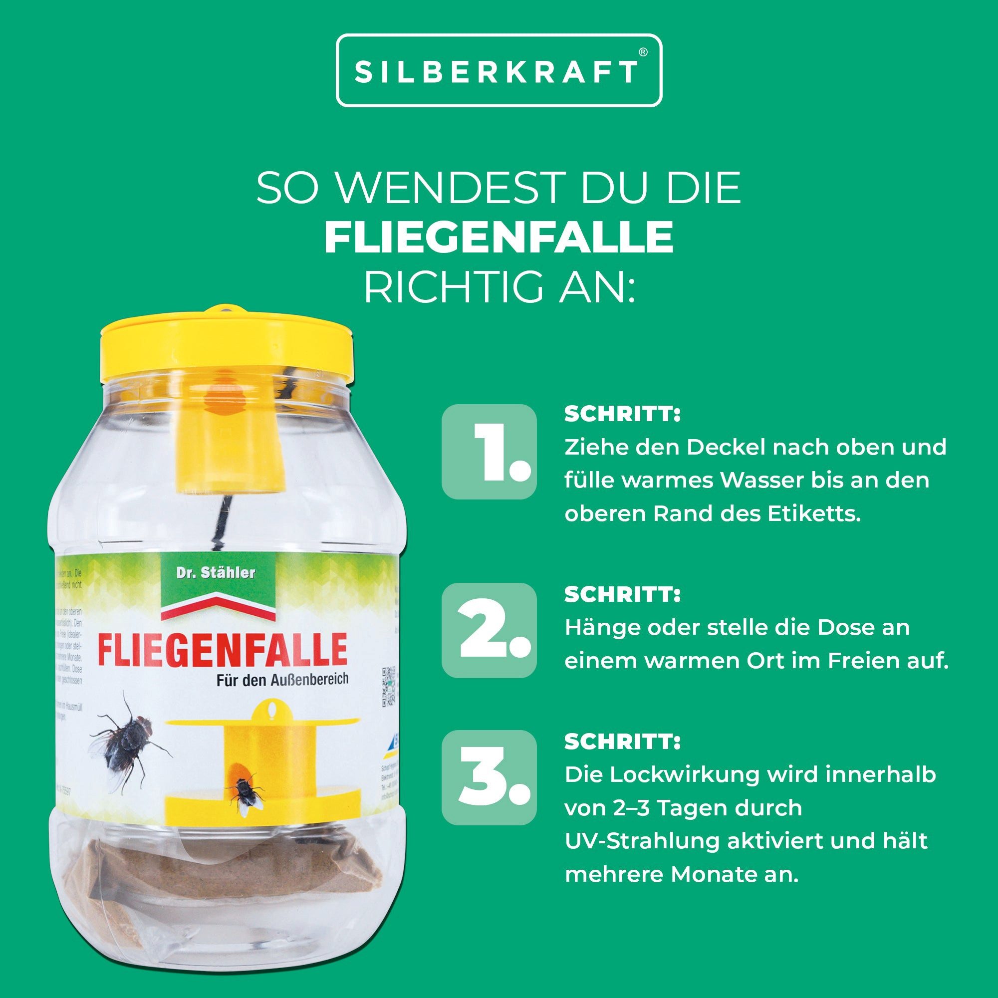 Dr. Stähler Insektenfalle Effektive Fliegenabwehr: Hochwirksame Fliegenfalle, Bekämpft Stubenfliegen, Fruchtfliegen, Hausfliegen und Mücken – Bild 2 von 5