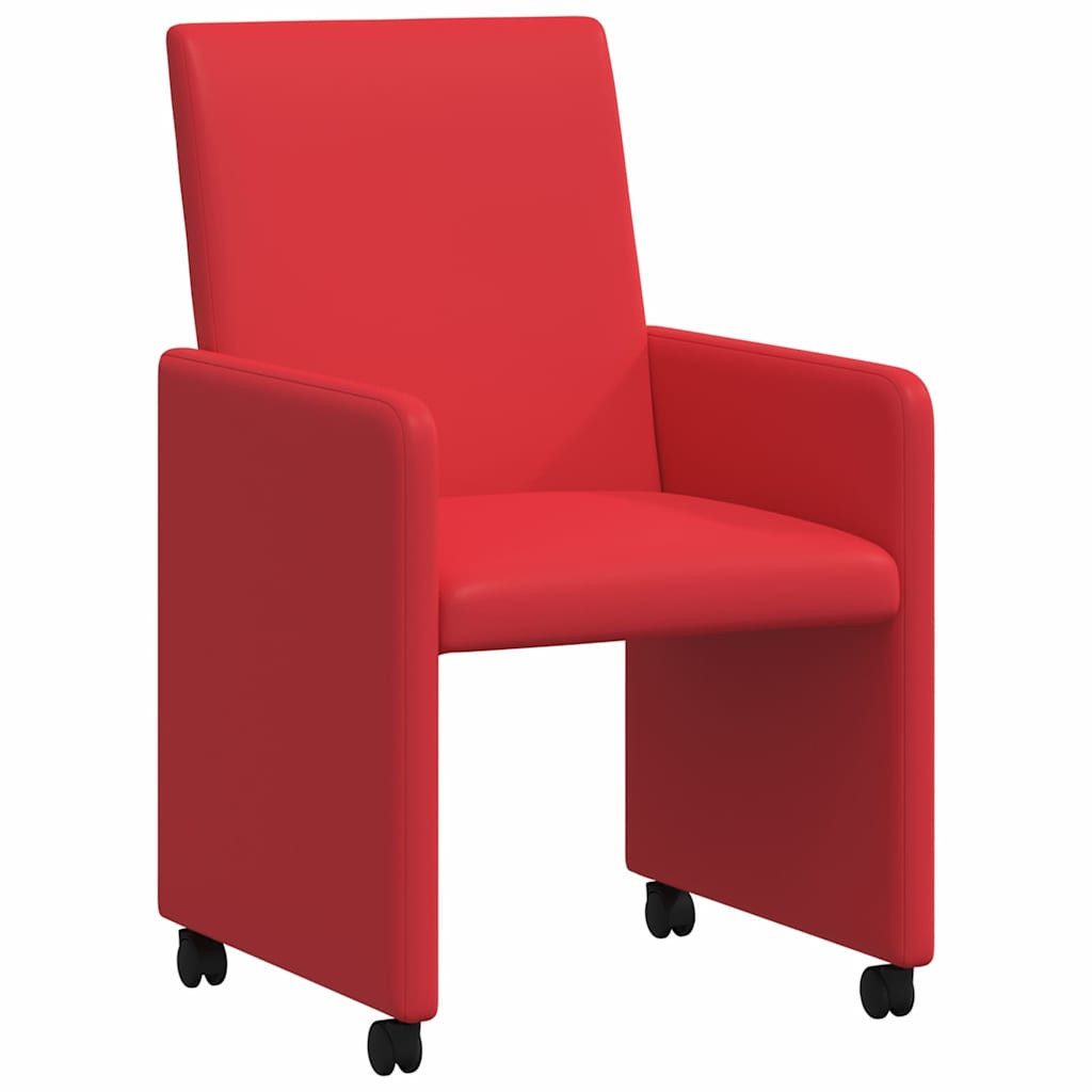 Esszimmerstuhl Esszimmerstühle mit Rollen 2 stk. Kunstleder Rot