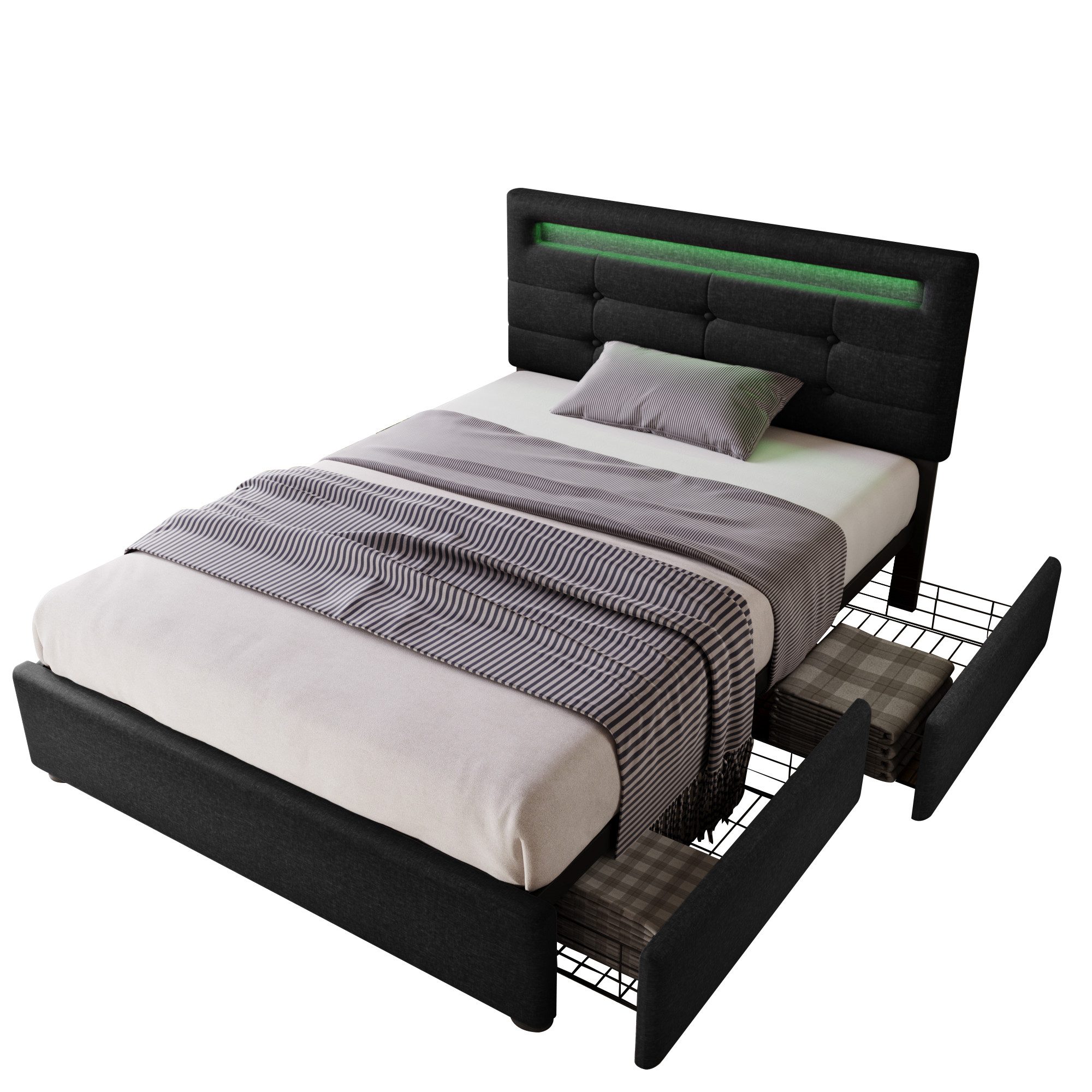 BlingBin Einzelbett Polsterbett Höhenverstellbarem Kopfteil 90/140x200cm günstig online kaufen