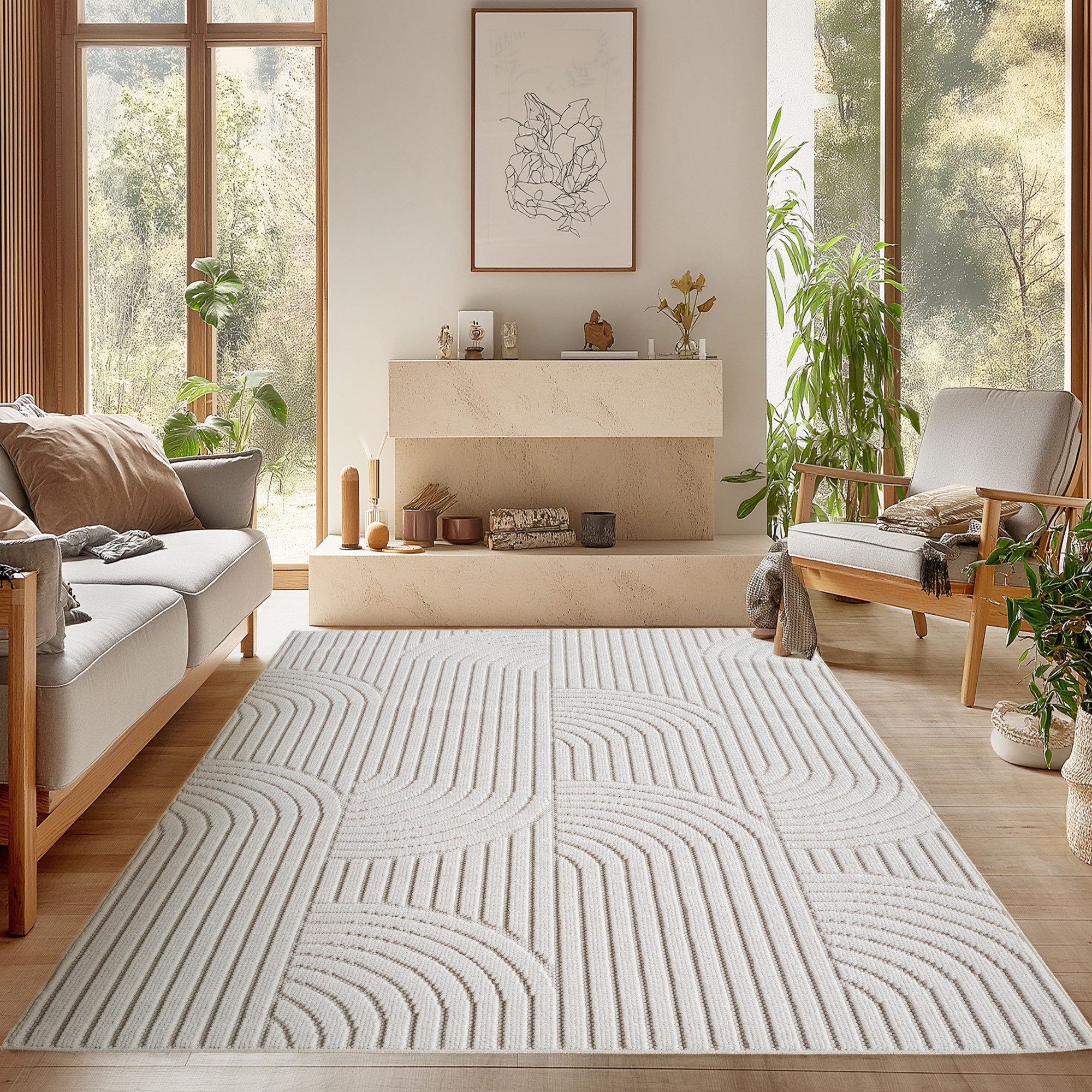 SIMPEX24 Designteppich Einfarbig Boucle Loop, Rechteckig, Höhe: 7 mm, Teppi günstig online kaufen