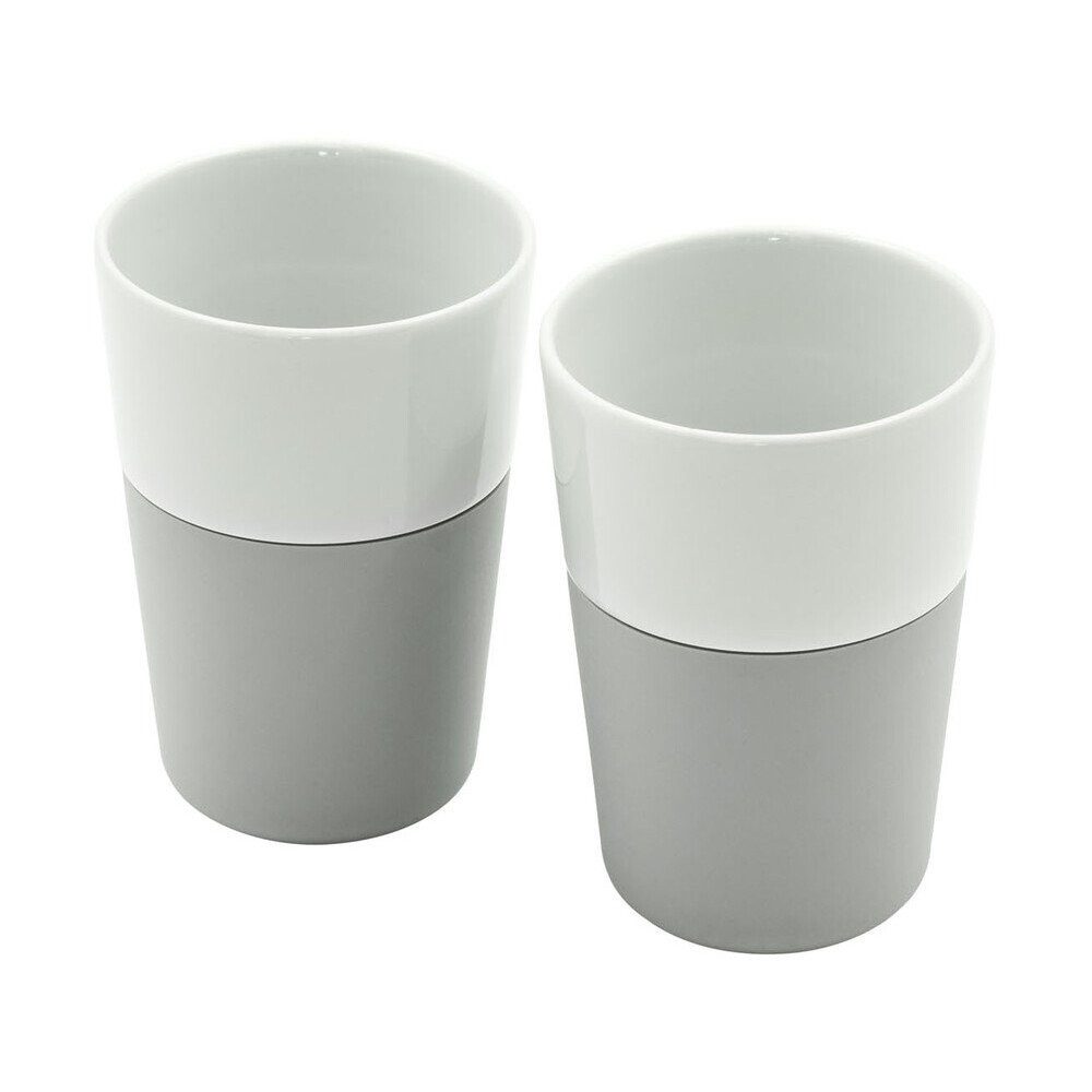Eva Solo Latte-Macchiato-Glas 2 Cafe-Latte-Becher 0,36l Marble grey, Porzellan, Silikon, 2, 0,36 l, Porzellan