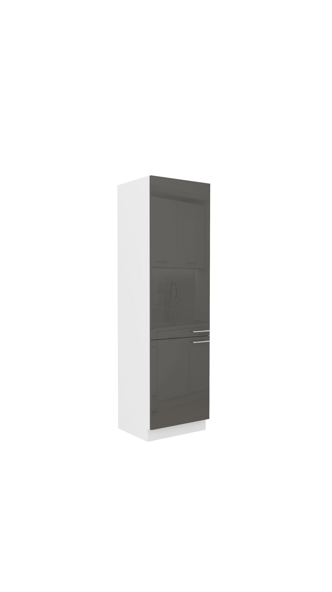 Küchen-Preisbombe Hochschrank Grau Küchenblock Küchenzeile Küche Hochglanz 60 Lara matt + cm Weiss