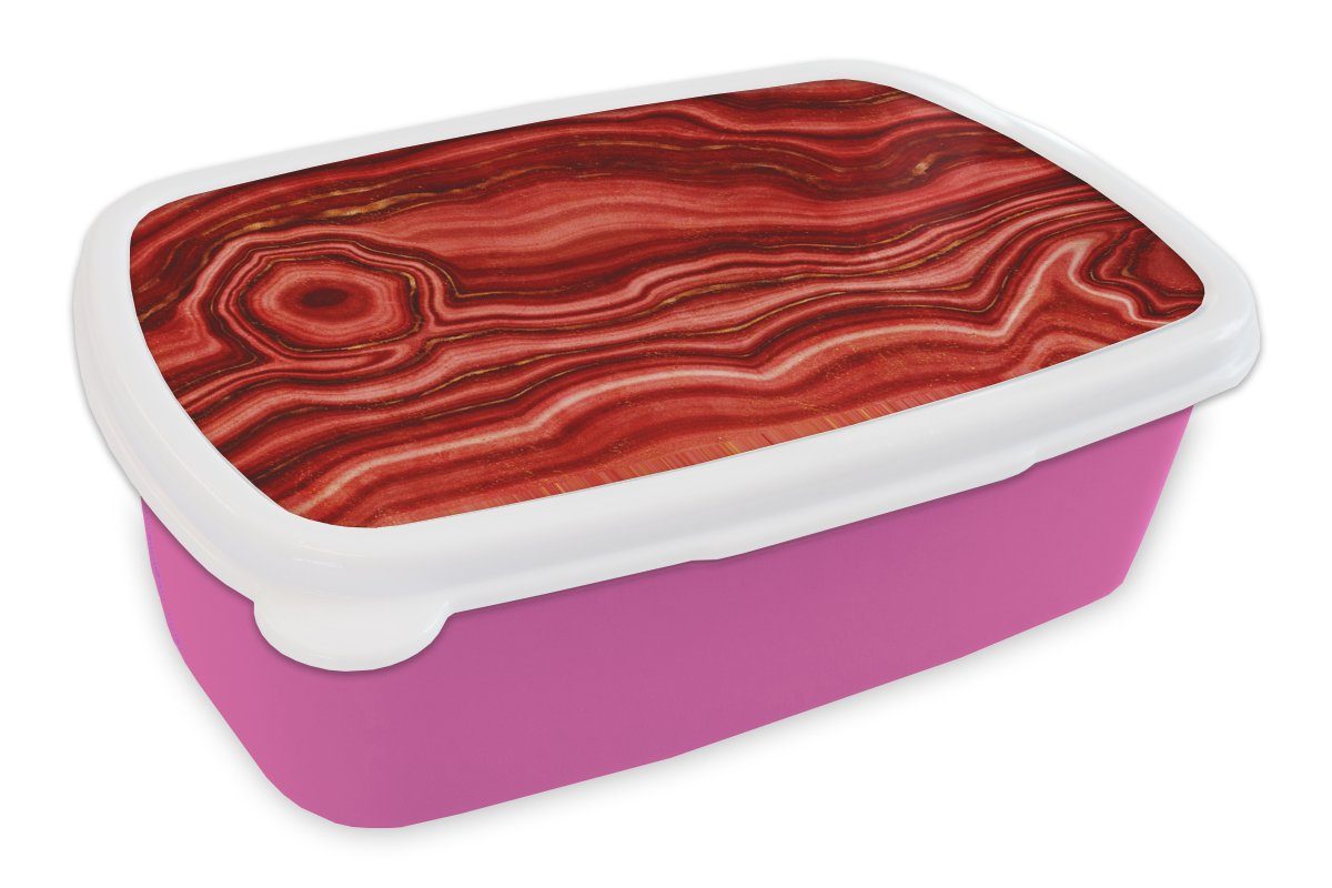 Kinder, rosa Kunststoff MuchoWow Achat - Brotdose Edelsteine, - Snackbox, Rot Brotbox (2-tlg), Kunststoff, Erwachsene, Lunchbox für Mädchen,