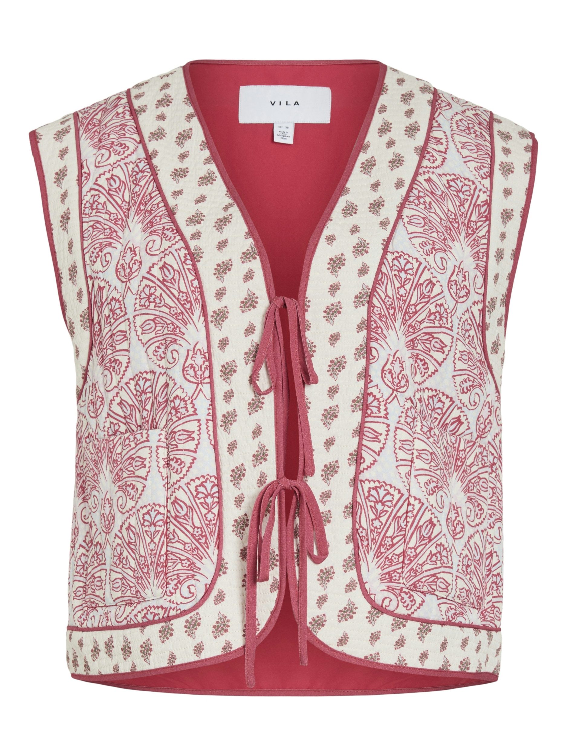 Vila Blouson VIDELPHINE S/L BOW VEST Birch/Black emb