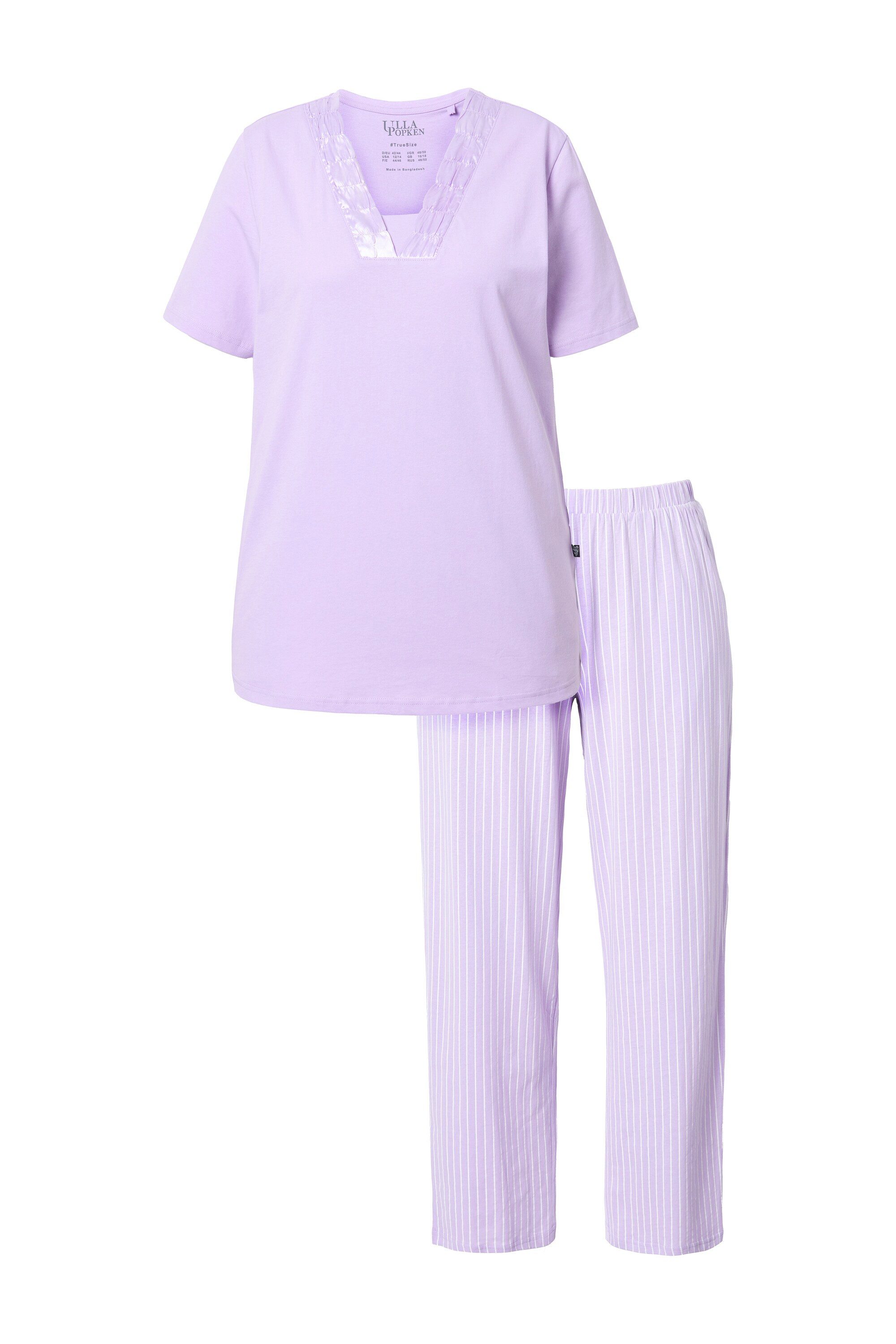 Ulla Popken Pyjama Schlafanzug Streifen V-Ausschnitt günstig online kaufen
