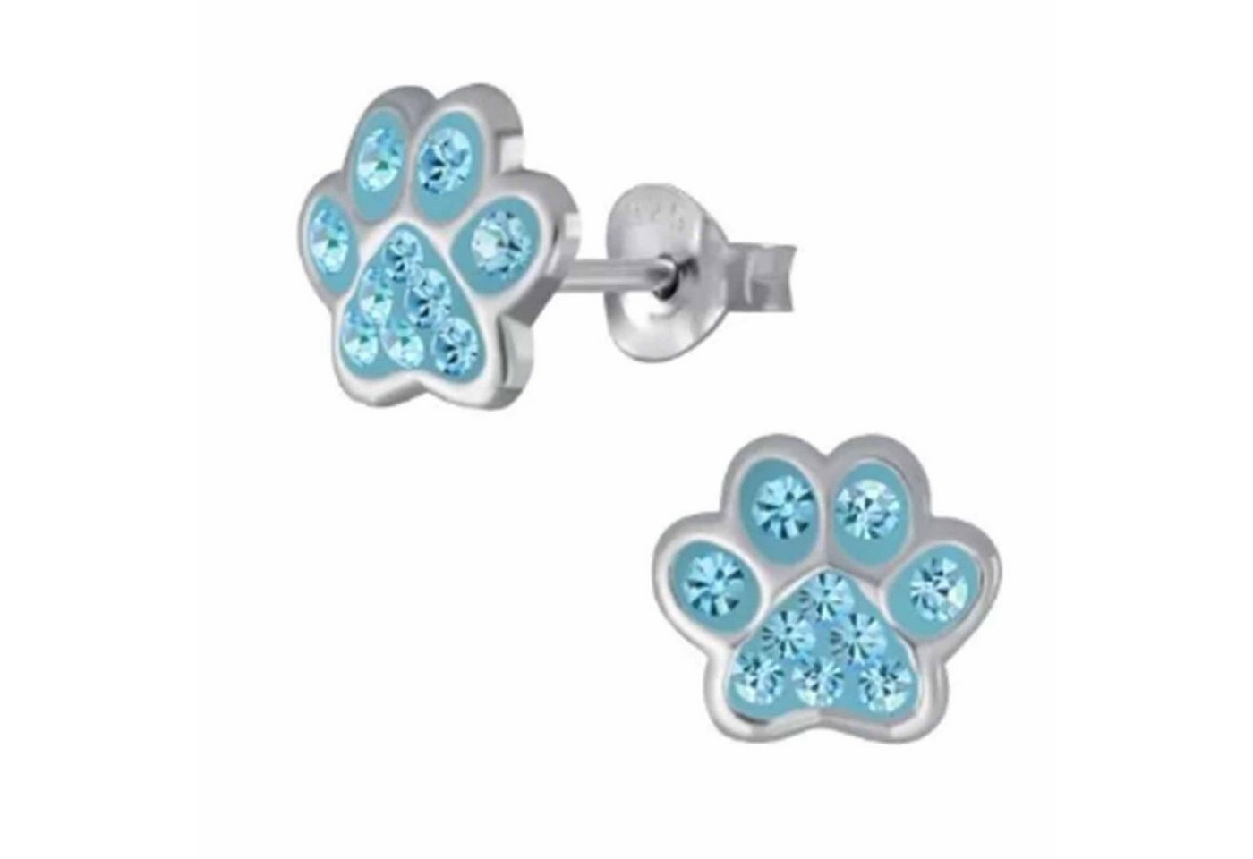 schmuck23 Paar Ohrstecker Kinder Ohrringe Kristall Pfote 925 Silber, Kinderschmuck