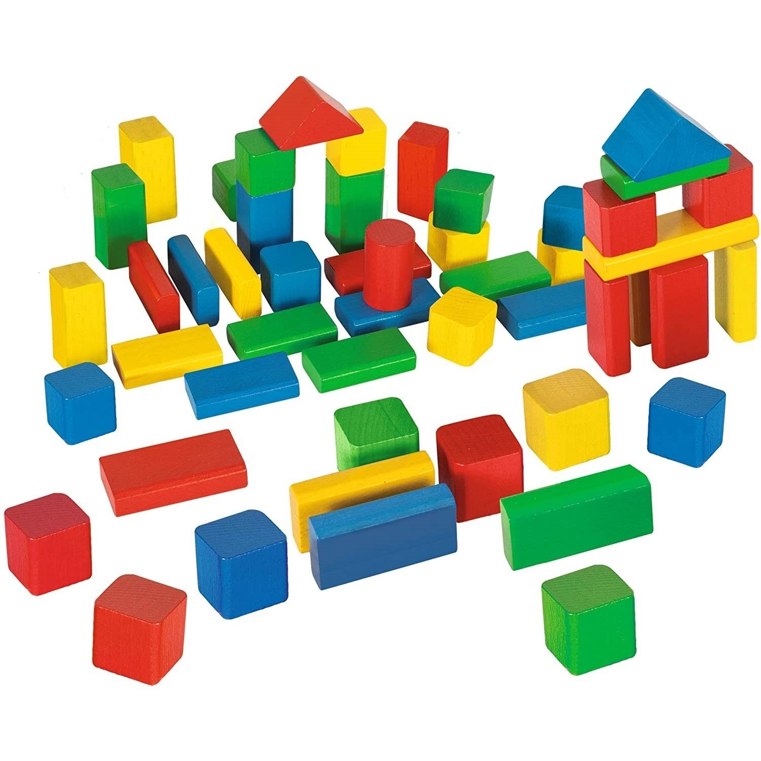 HEROS 100050401 Holzbausteine Baby-Box 50 Spielbauklötze