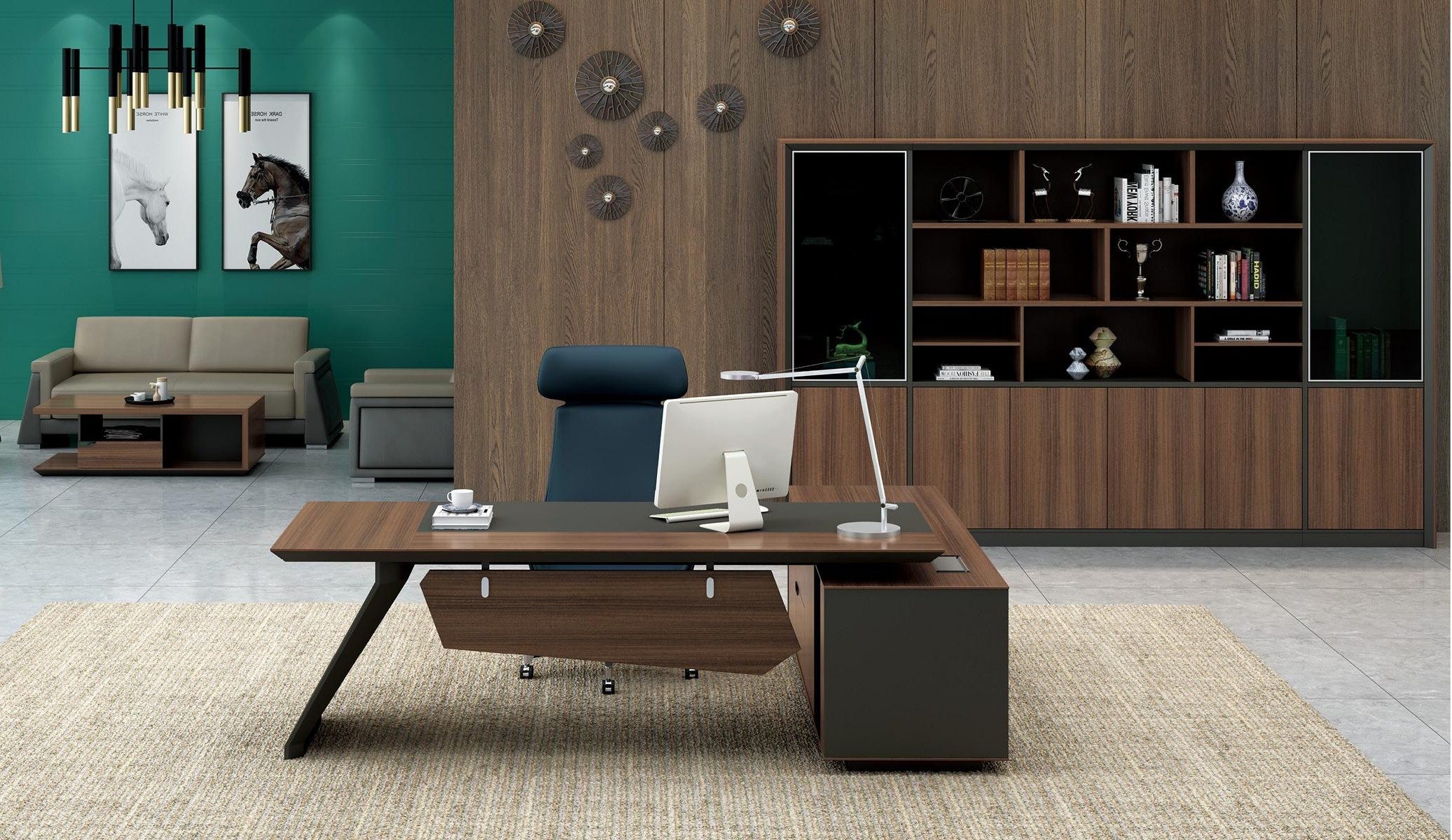 Xlmoebel Eckschreibtisch XLMOEBEL Eckschreibtisch in Dunkelbraun mit Schublade, Made in Europa