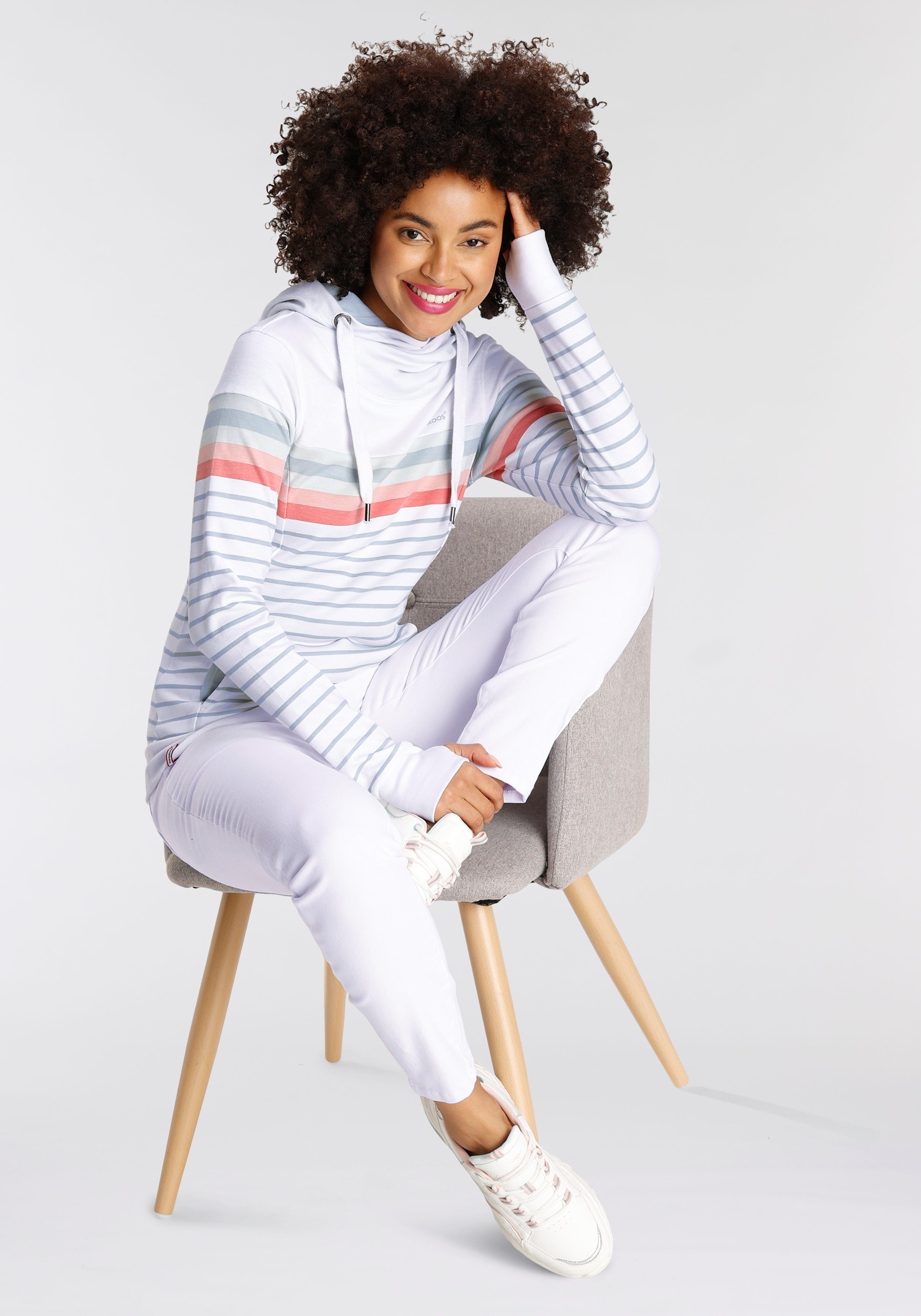 KangaROOS Kapuzensweatshirt Langarm mit Daumenlöchern, bequem geschnitten und hüftbedeckend