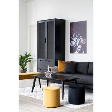 House Nordic Fußhocker Ejby Pouf – Pouf aus Samt, schwarz, HN1207, Ø34x36 cm