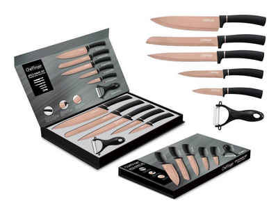 Cheffinger Messer-Set 6 Tlg Messer-Set aus 18/10-Edelstahl Brotmesser Fleischmesser Gold (6-tlg)