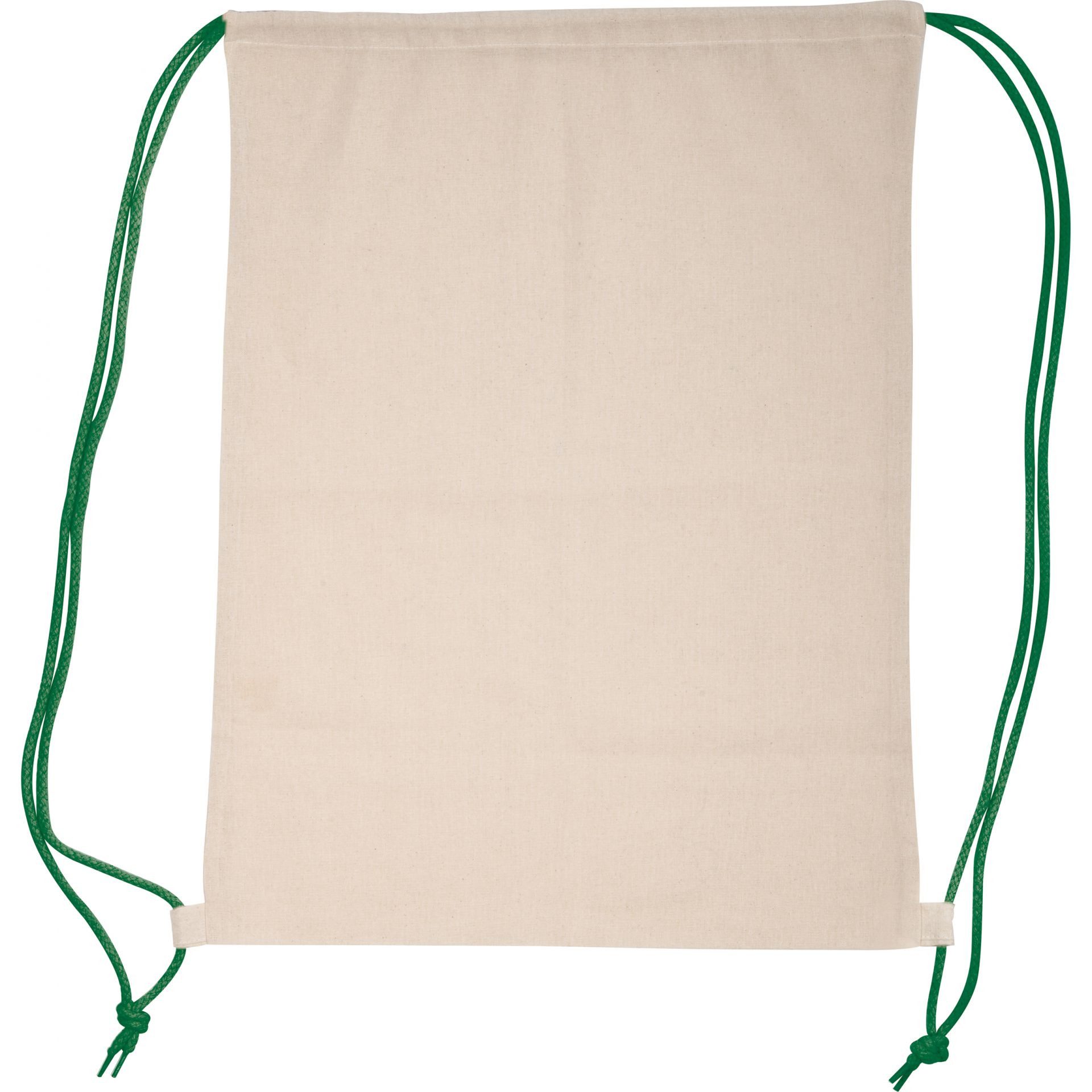 Easy Gifts Turnbeutel Baumwolle Gymbag / Sportbeutel / Turnbeutel / weiß mit grünen Kordelzü – Bild 2 von 2