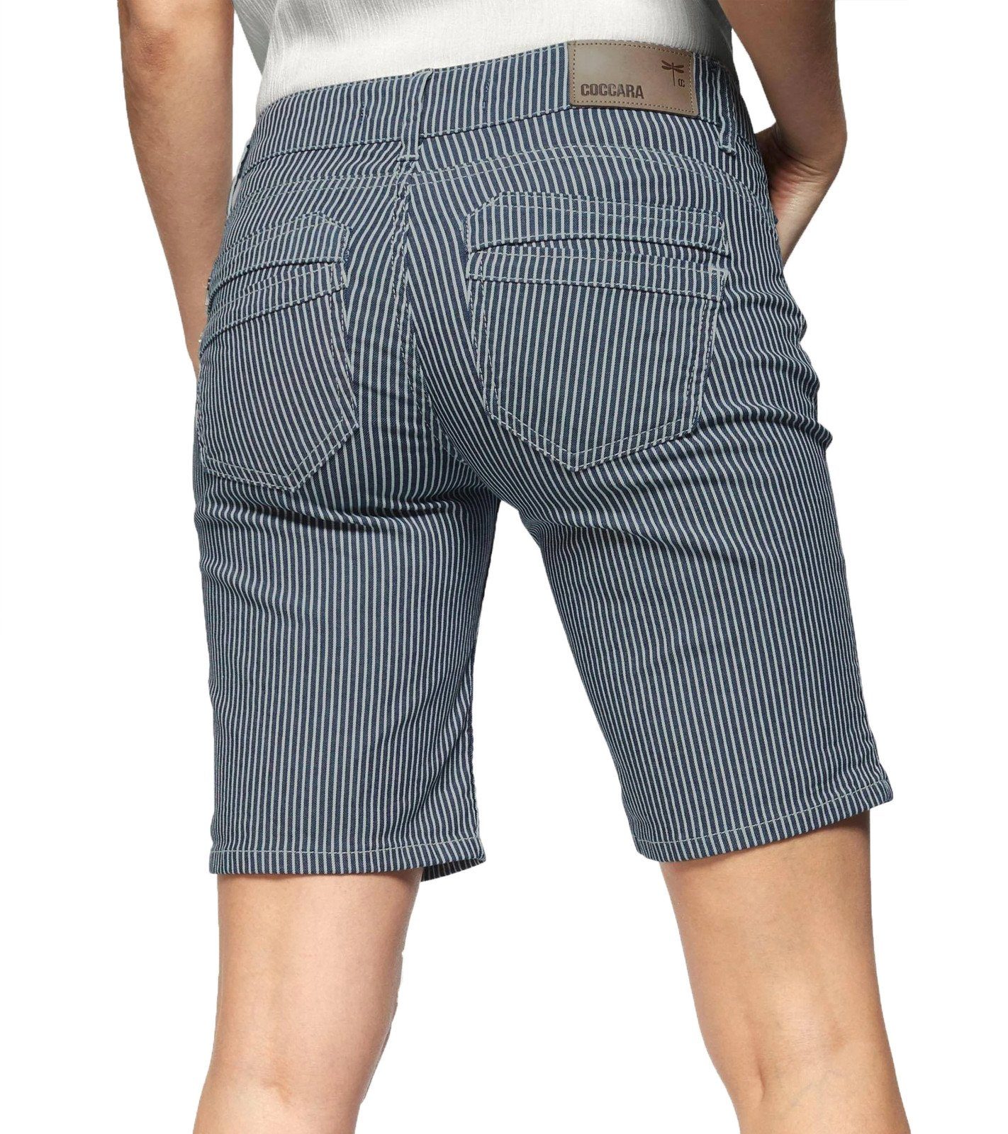 Coccara Bermudas »COCCARA Bermudas gestreifte Damen Jeans-Shorts mit  Knopfleiste Trend-Shorts Blau/Weiß« online kaufen | OTTO