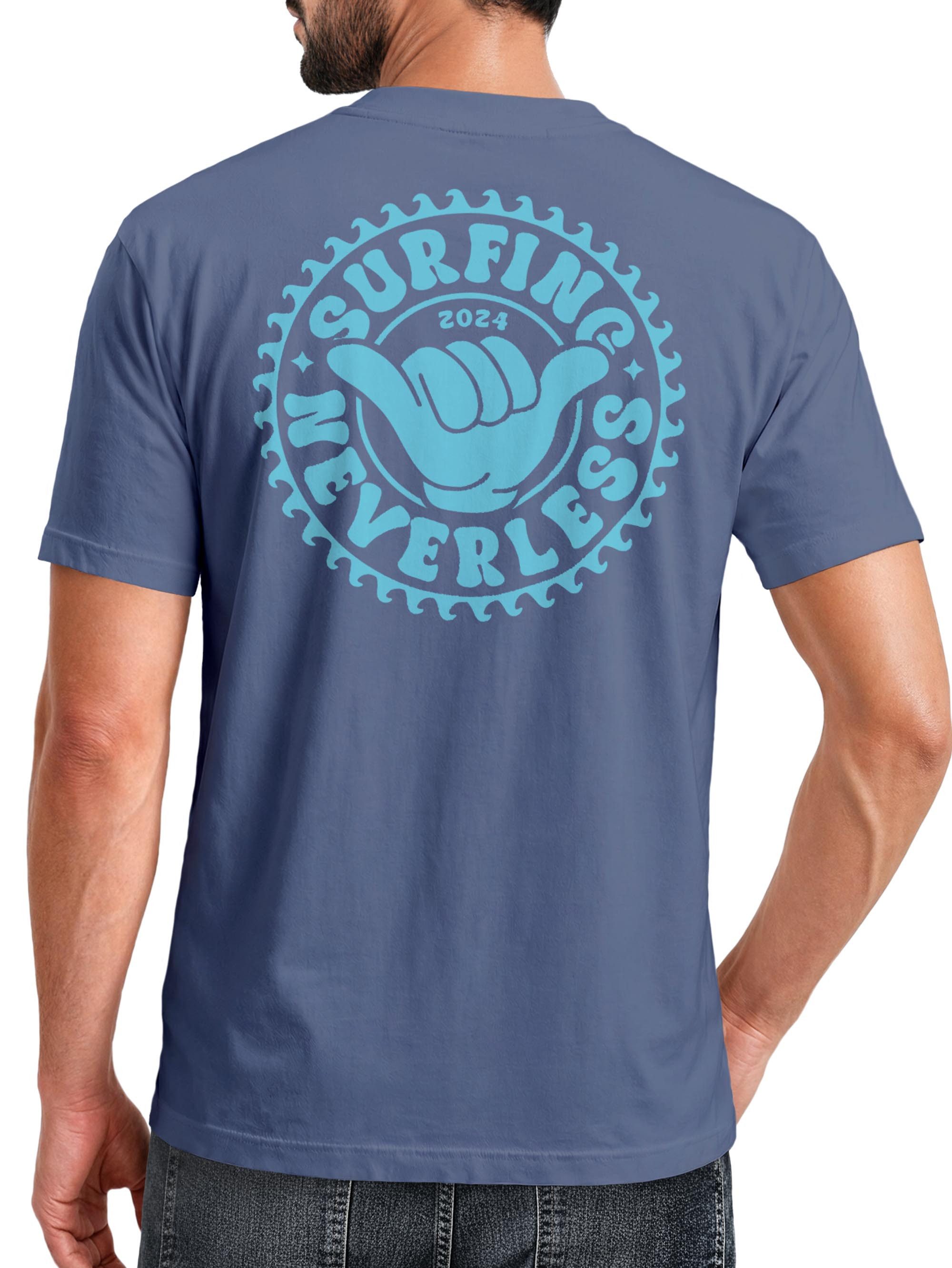 Neverless Print-Shirt Herren T-Shirt Surfing Surfer Motiv Hang Loose Sommer Sonne Wellen mit Print