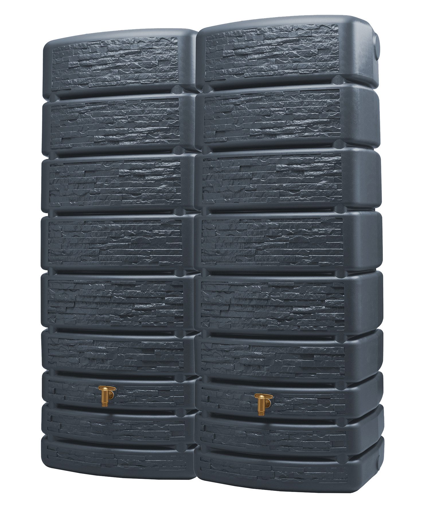4rain Regentonne SLIM STONE DECOR Wandtank-SET 1000 L, graphite grey