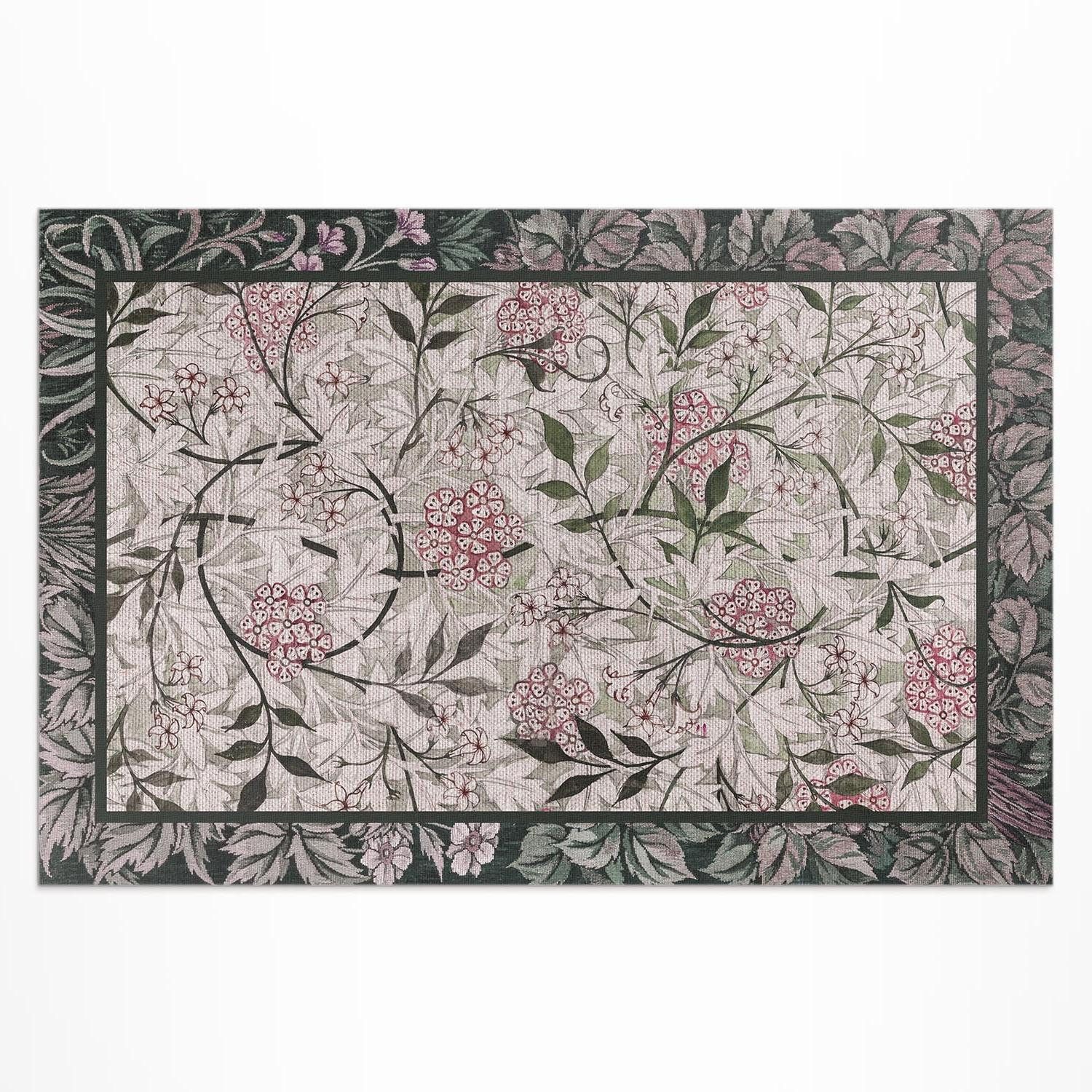 Tulup Vinylteppich Jasmine Sketch von William Morris, Rosa Vinylteppich PVC, Rechteckig, Höhe: 90 mm