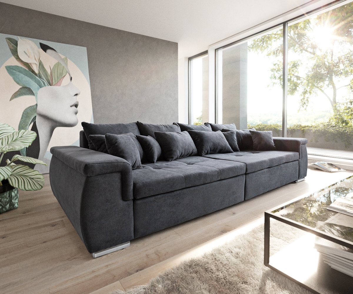 Big-Sofa cm Kissen mit 275x116 Navin, DELIFE Graphite Sofa