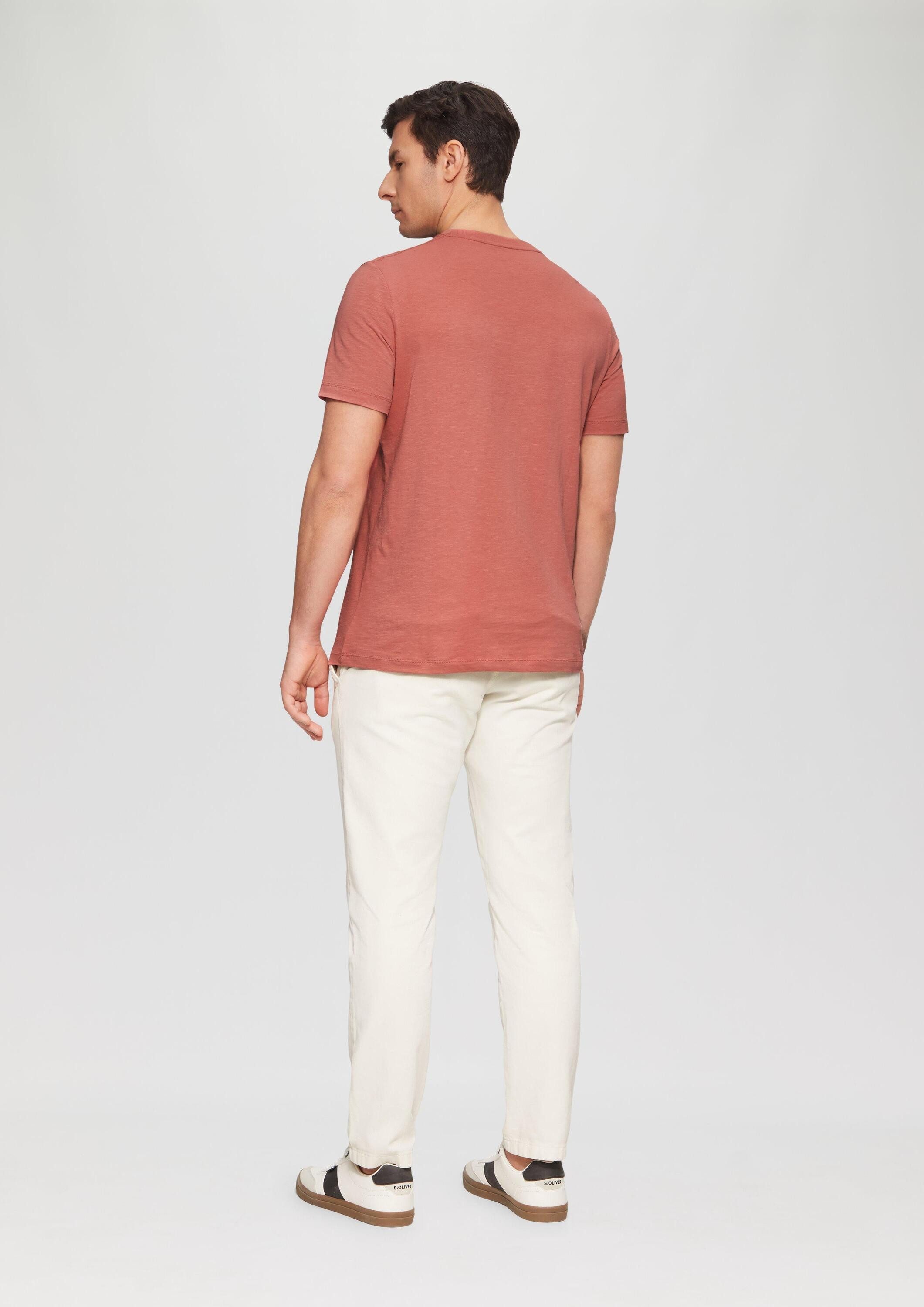 s.Oliver Kurzarmshirt T-Shirt T-Shirt mit Flammgarnstruktur und Logo-Print