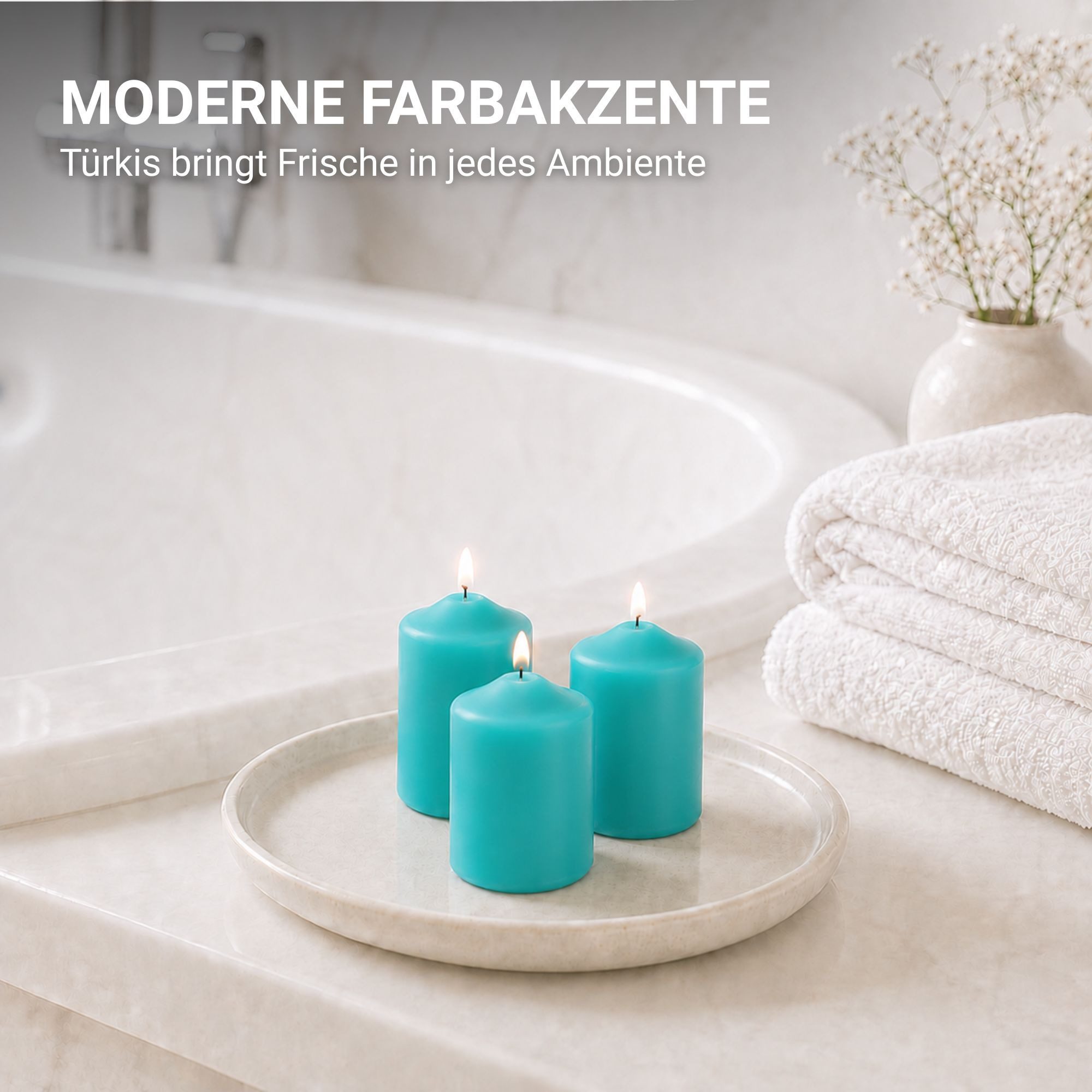 HS Candle Stumpenkerze Set kompakt und unparfümiert, Ø4cm x H6 cm (6-tlg., Dekolicht), bis zu 7h Brenndauer je Kerze, Wachsmischung, Made in EU – Bild 3 von 5