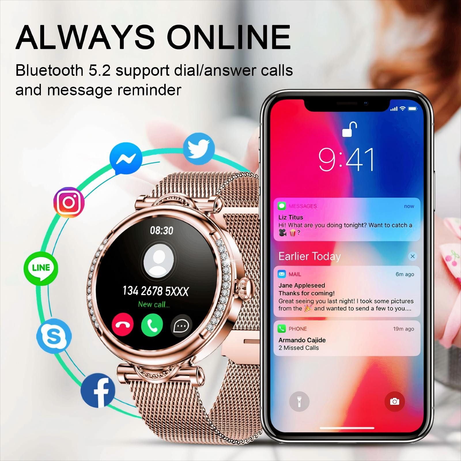 ibettertec Smartwatch, Fitness Tracker uhr für Damen Herren mit Telefonfunktion Smartwatch (3.1 cm/1,2" HD Voll Touchscreen Zoll) Smartwatch Fitness Tracker Uhr, IP67 Wasserdicht, Fitnessuhr Tracker mit Pulsmesser Schrittzähler Schlafmonitor