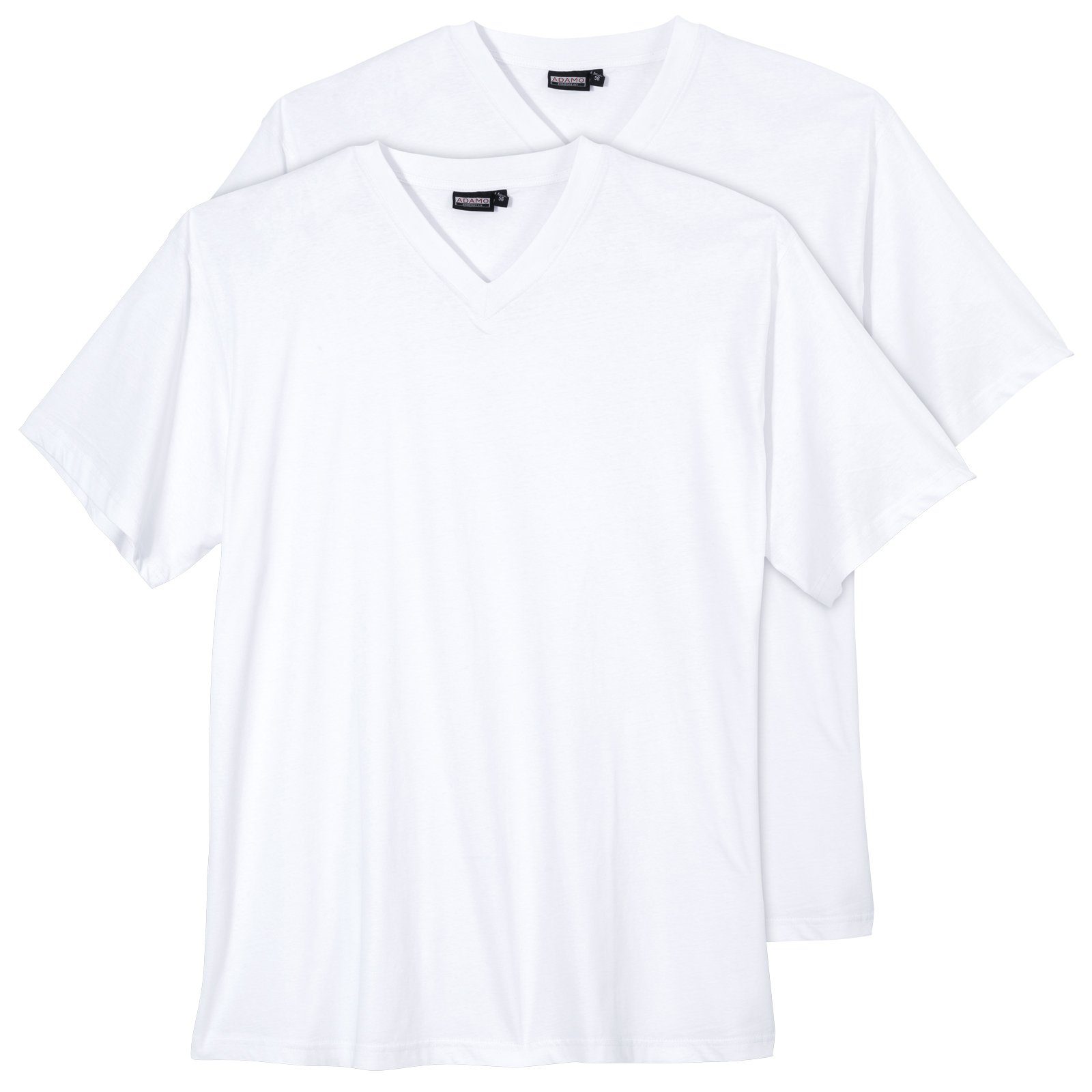 ADAMO V-Shirt Übergrößen 2er Pack weißes V-Neck T-Shirt Maverick Adamo