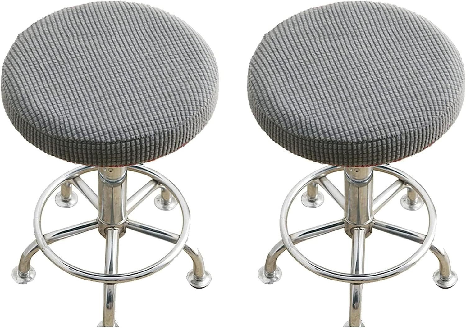 Agger Stuhlhusse 2 Stück Hocker Bezug Rund Luxuriöser Stoff, Durchmesser 30-40cm, Rund Dehnbar Knitterfrei Waschbar Staubdicht Hocker Bezug