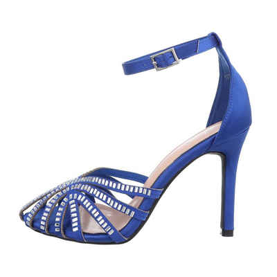 Ital-Design Damen Abendschuhe Party & Clubwear Schnürpumps Pfennig-/Stilettoabsatz Sandalen & Sandaletten in Blau