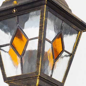 hofstein Außen-Wandleuchte »Tuili« Außenwandlampe Aluguss in Braun/Gold m. Klarglas-Scheiben, ohne Leuchtmittel, m. E27, Außenleuchte, abwärts