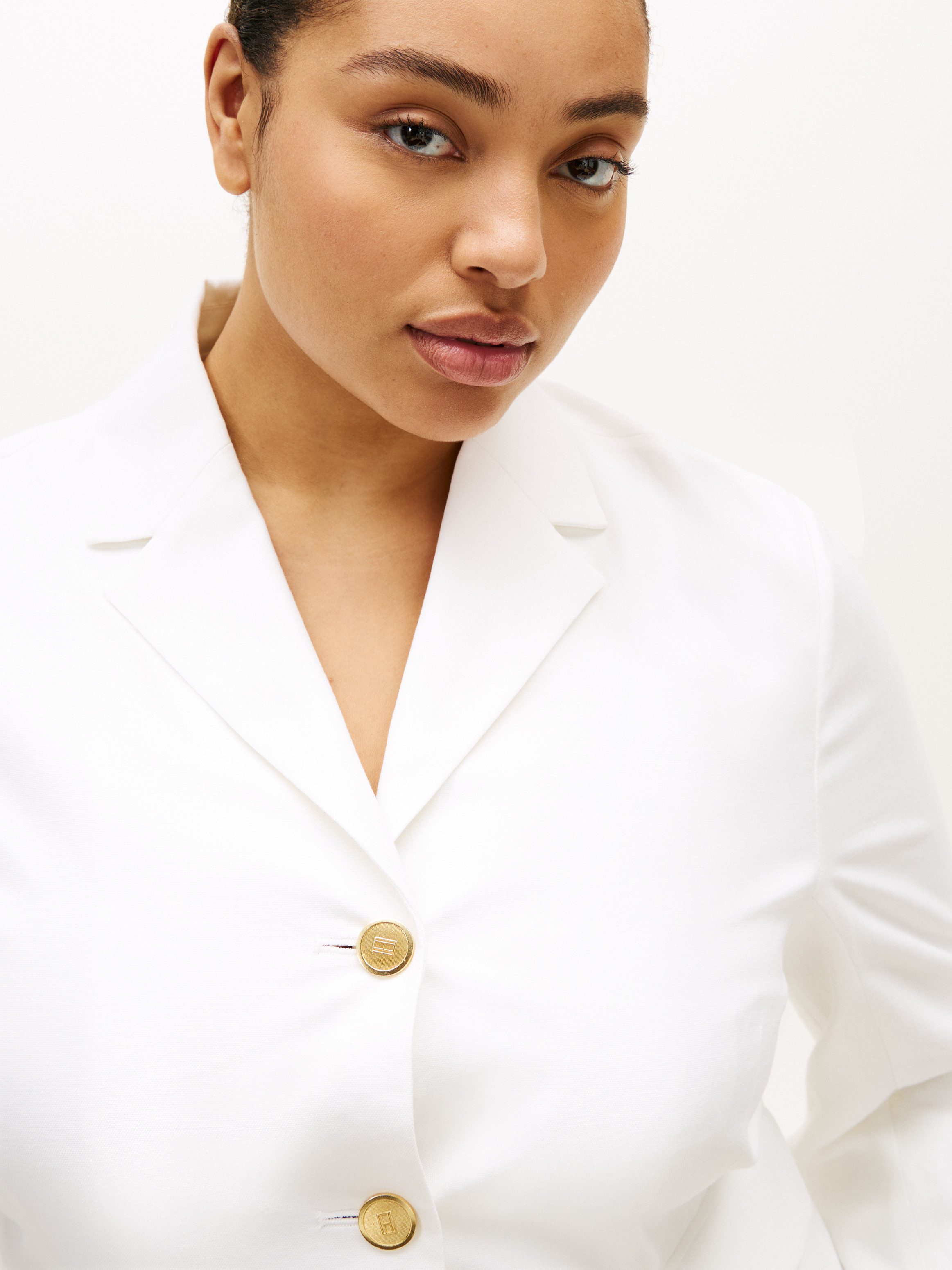 Tommy Hilfiger Curve Jackenblazer CRV LINEN MIX SLIM BLAZER in großen Größen, mit Revers