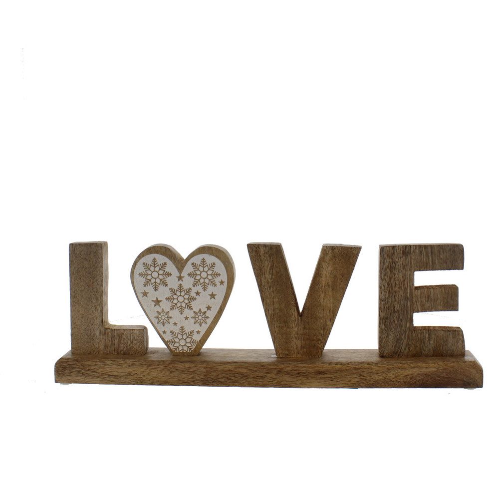 Weihnachtsfigur Schriftzug - Love - mit Schneeflocken-Herz - ca. 38 x 5 x 12,5 cm